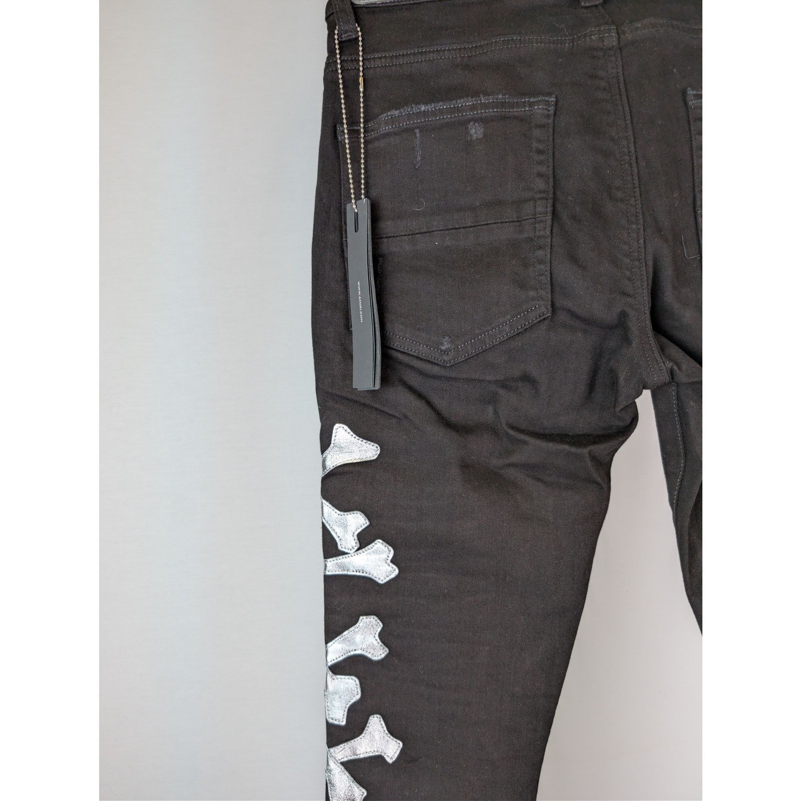 Amiri o1rshd1 Bones Jean Denim Jeans in Black/Silver Size US 30 / EU 46 - 16 Thumbnail