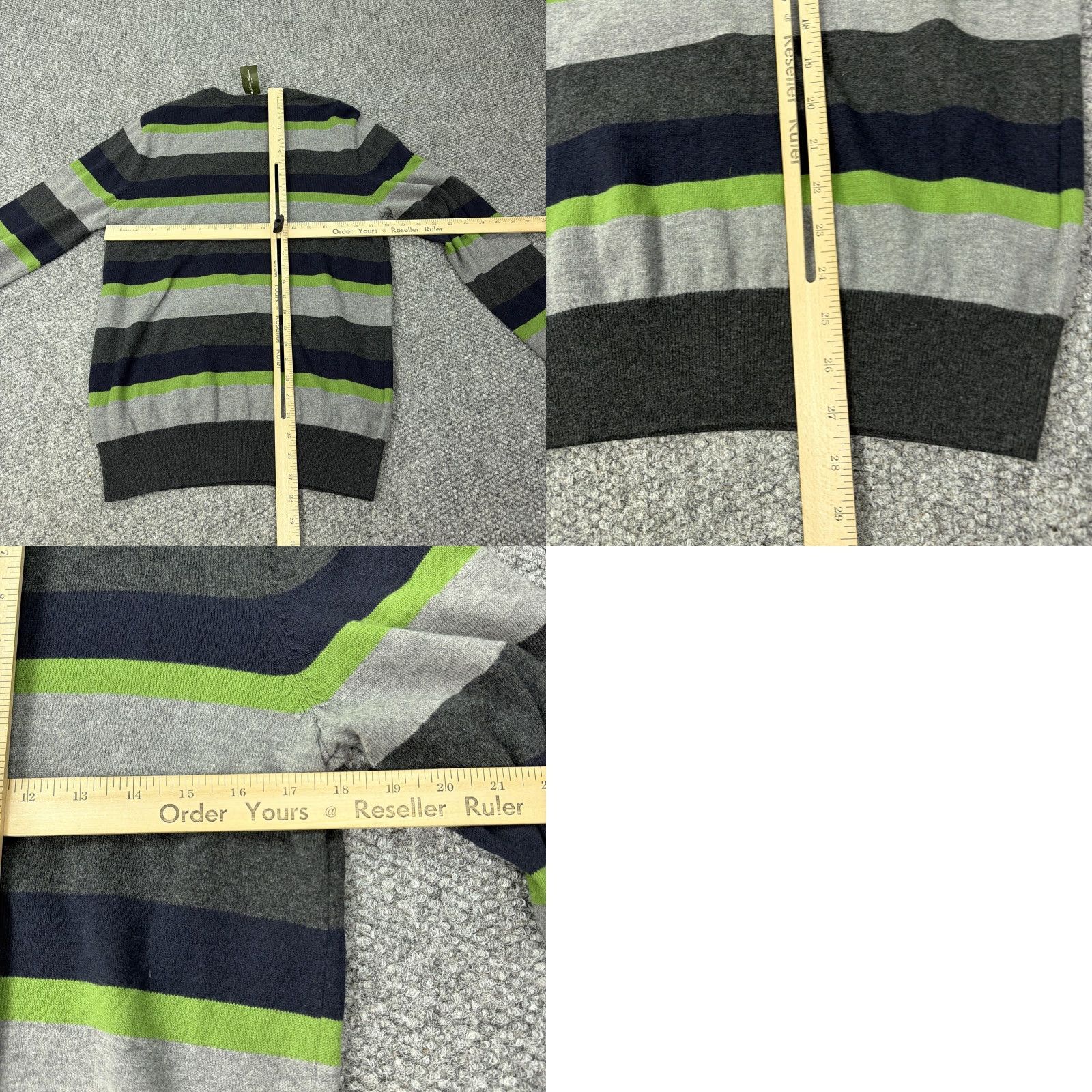 Eddie Bauer Eddie Bauer Sweater Mens Small Gray Navy Green Stripe Crewneck Cotton Nylon Wool Blend Striped Pullover Size US S / EU 44-46 / 1 - 8 Thumbnail
