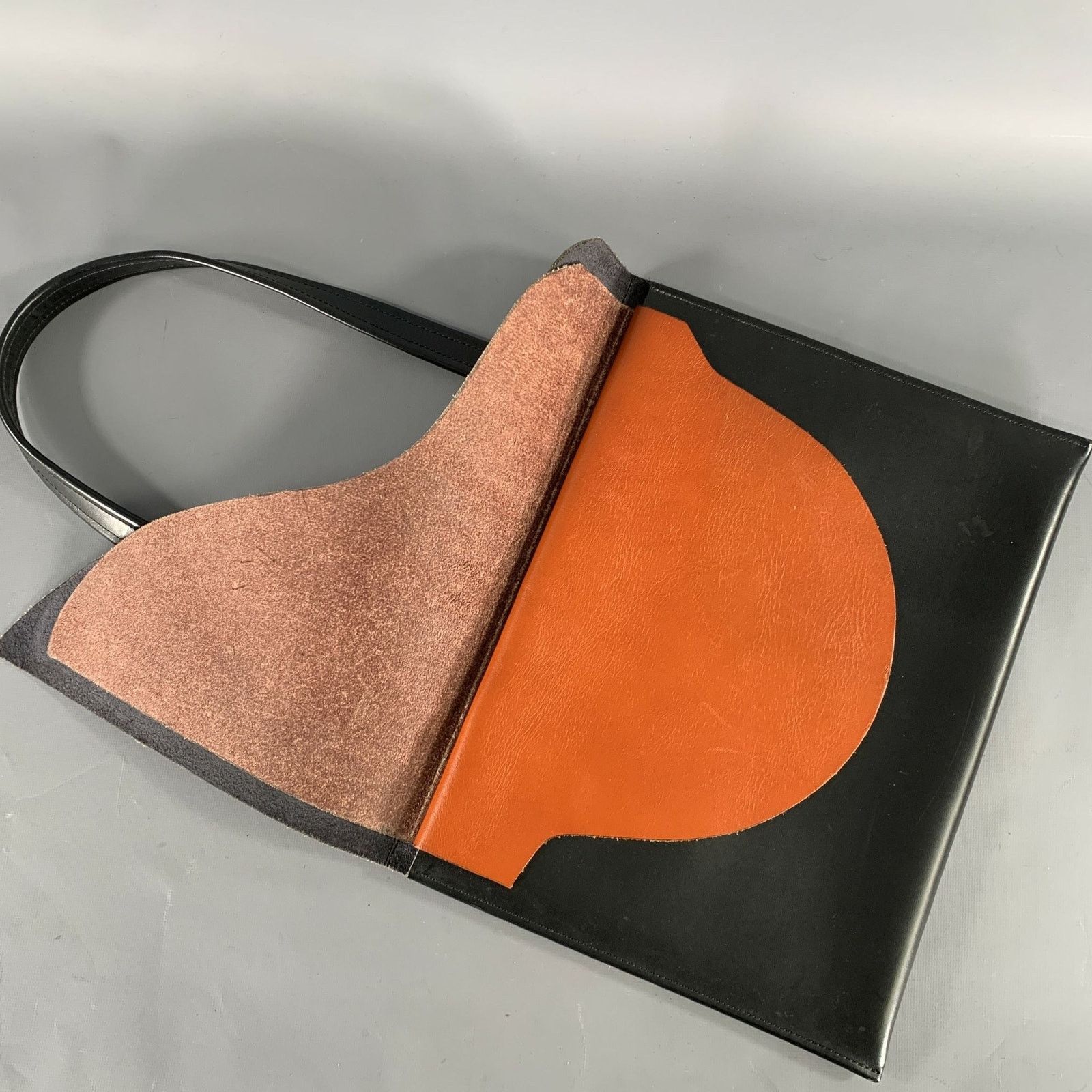 Vintage VINTAGE Black Orange Leather Shoulder Bag Size ONE SIZE - 4 Thumbnail