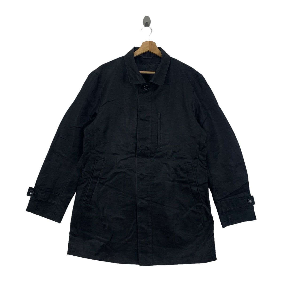 image of Calvin Klein Casual Fashion Designer Trench Coat Jacket in Black, Men's (Size 2XL)