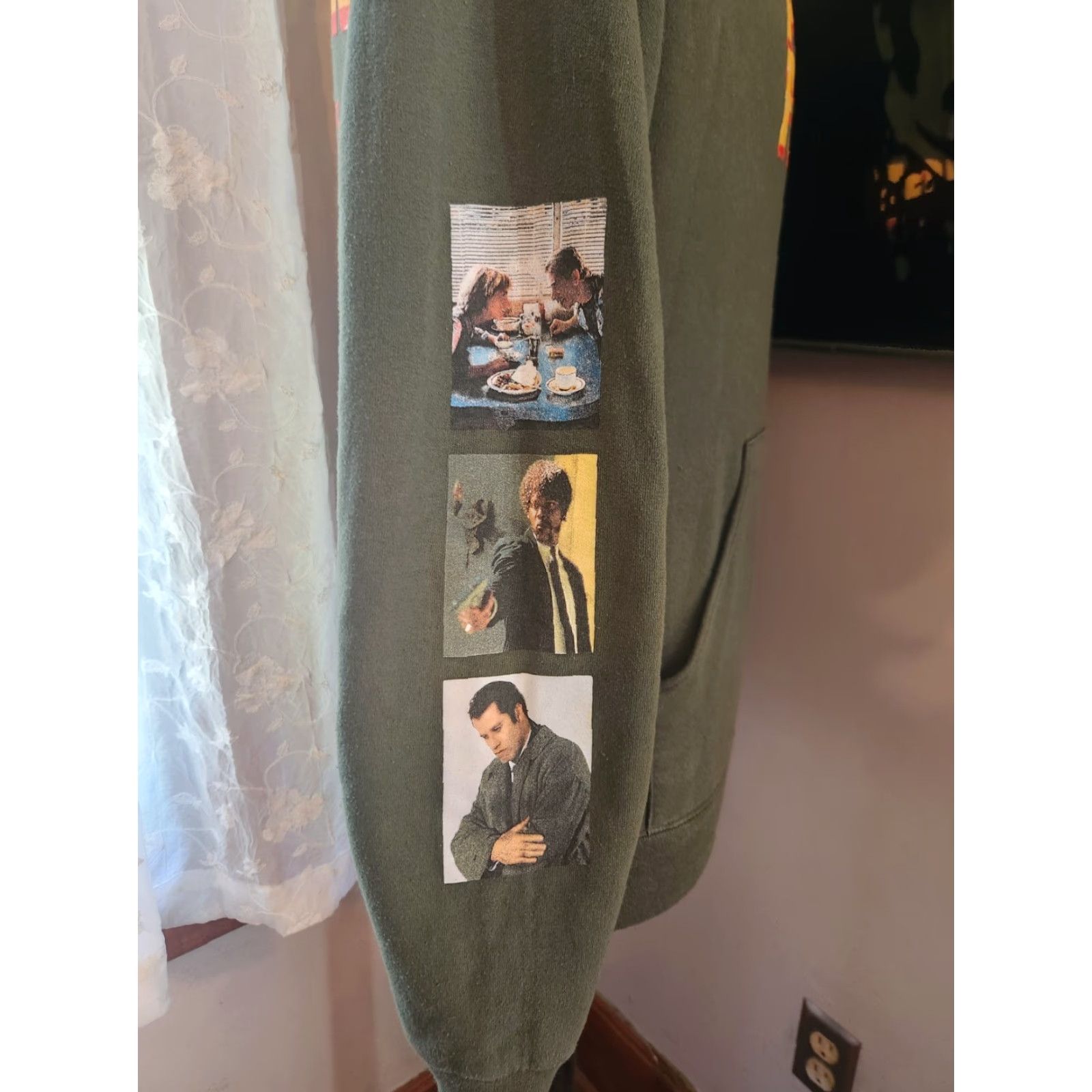 Vintage Pulp Fiction Hoodie Adult S Army Green Logo Pulp Fiction Movie Retro Pullover Sweatshirt Men's Small Size SJ2024 Size US S / EU 44-46 / 1 - 6 Thumbnail