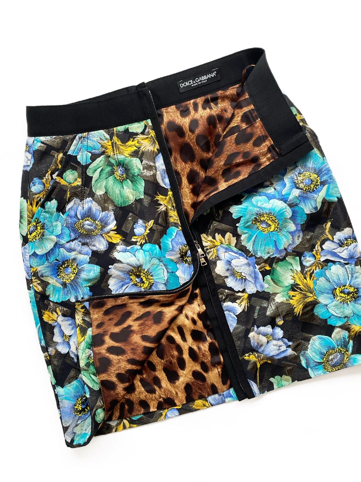 Dolce & Gabbana Dolce & Gabbana Floral Jacquard Mini Skirt Blue Flower Zip Size 26" / US 2 / IT 38 - 7 Thumbnail