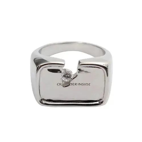 Vintage Unique Design Notch Set Crushed Zircon Rings Size ONE SIZE - 1 Thumbnail