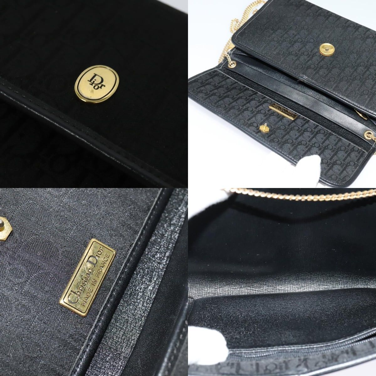Dior DIOR Trotter Canvas Chain Shoulder Bag Black Gold Size ONE SIZE - 11 Thumbnail