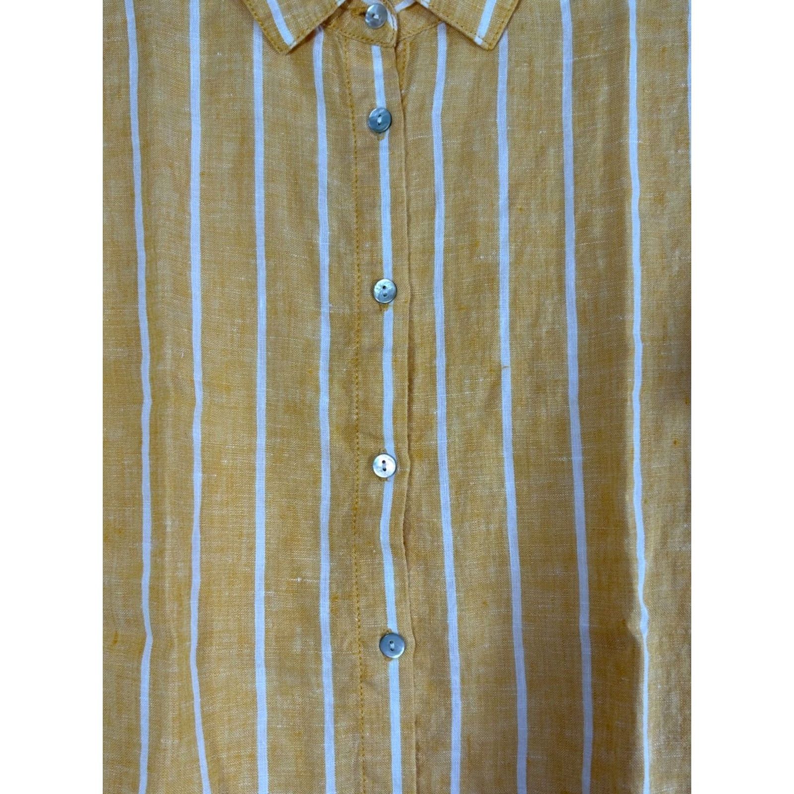 Vintage C&C California Womens Yellow White Striped Linen Button-Up Shirt Top Small NWOT Size S / US 4 / IT 40 - 2 Thumbnail