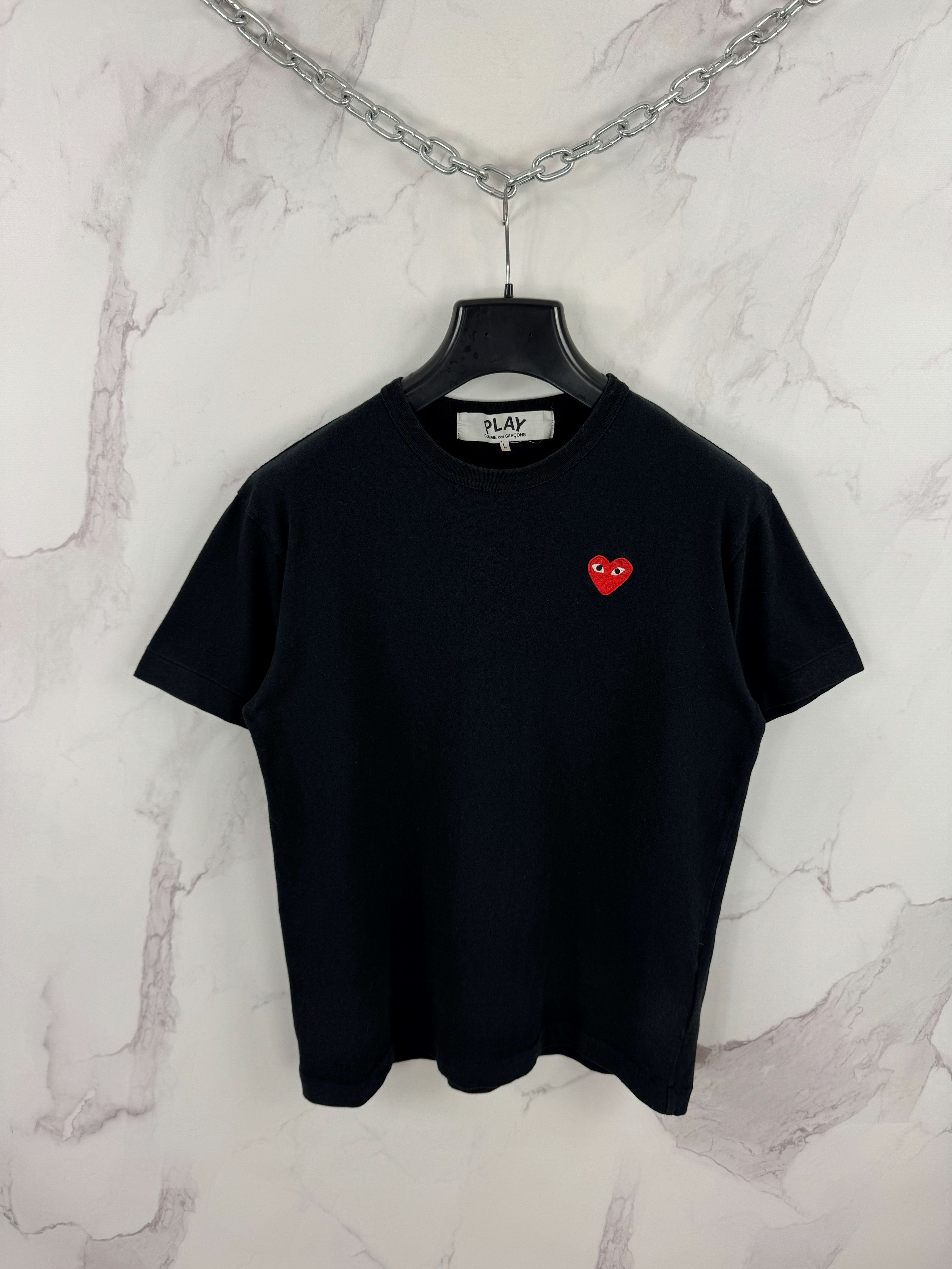 Comme Des Garcons Play Black T Shirt Red Heart Logo Size L