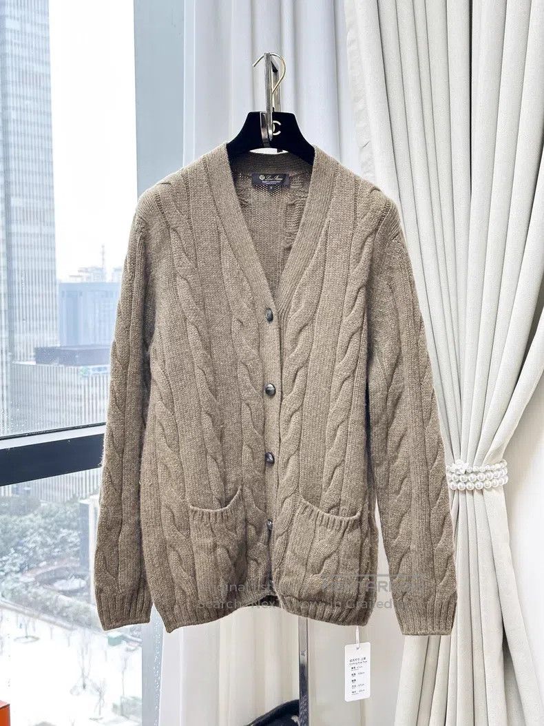 Loro Piana Loro Piana Khaki color textured cable knit sweater cardiga Size S / US 4 / IT 40 - 1 Thumbnail
