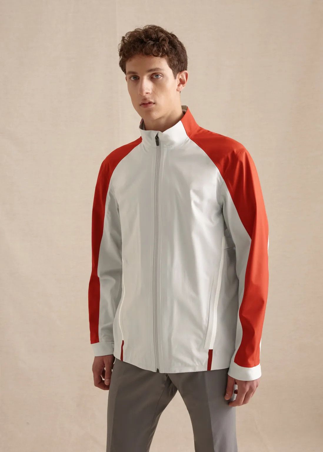 image of Loro Piana O1W1Db11223 Water Proof Jacket In Orange White, Men's (Size Medium)