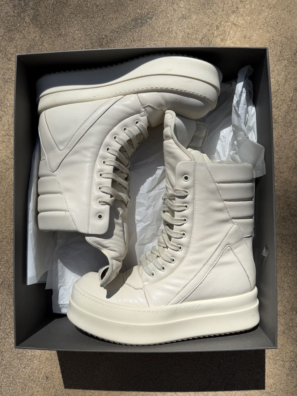 Rick Owens Rick Owens FW24 Porterville Mega Geobasket "Milk" LCO Size US 9 / EU 42 - 1 Thumbnail