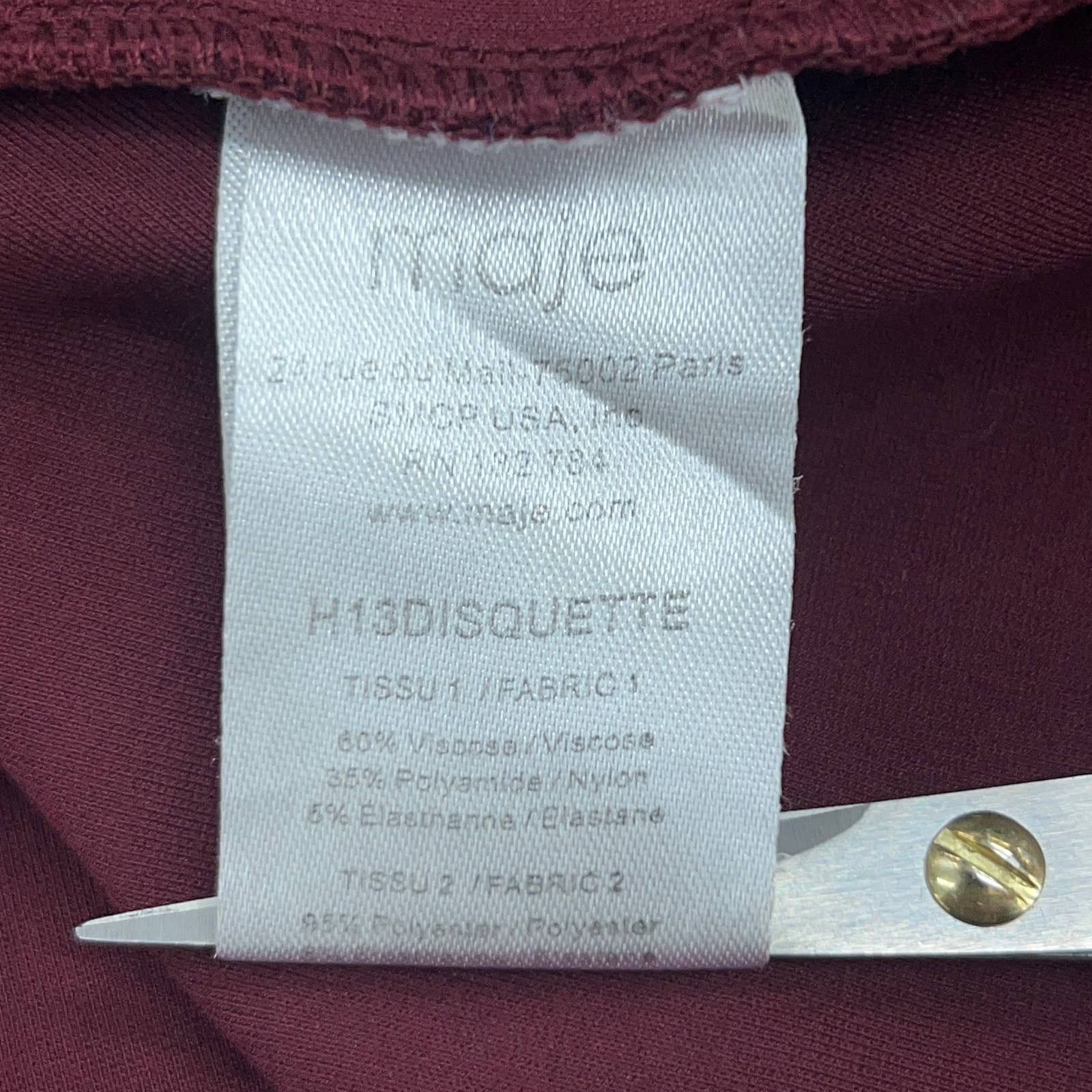 Maje Maje Size 2 Dress Maroon Black Mesh Cutouts Short Sleeve Size XS / US 0-2 / IT 36-38 - 13 Thumbnail