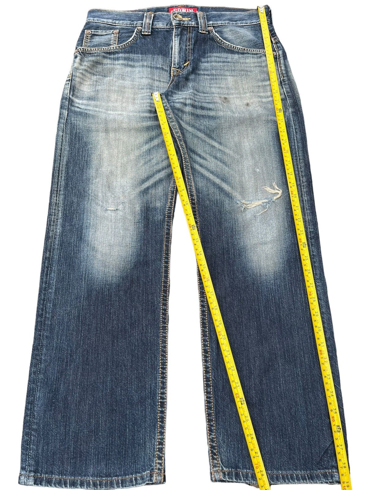 Edwin Vintage Japanese Brand Edwin Distressed Wide Leg Jeans Size US 34 / EU 50 - 13 Thumbnail