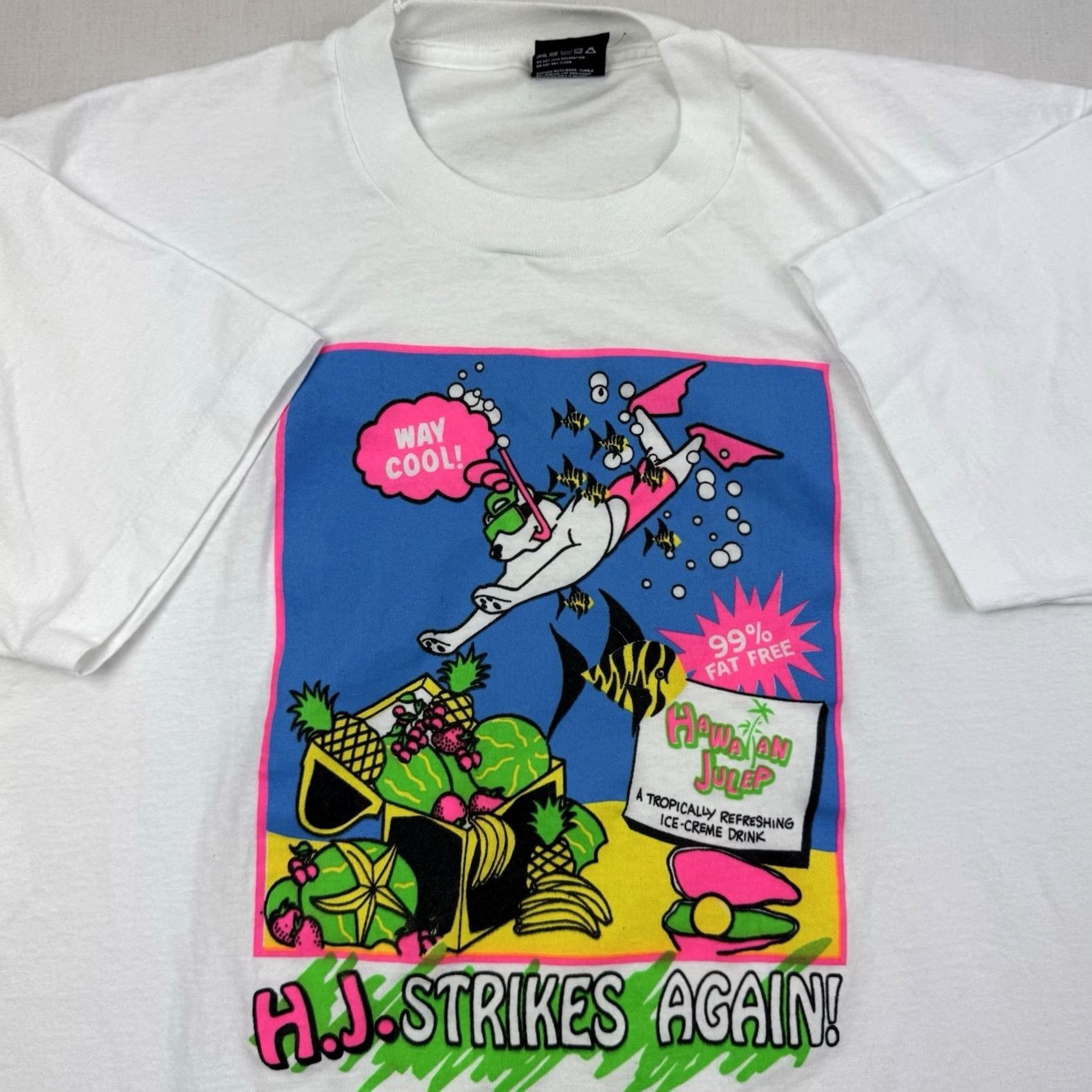 Vintage VINTAGE Screen Stars T-Shirt Adult XL White 90s Cartoon Animal Hawaiian Julep Promo Tee Shirts Tee Size US XL / EU 56 / 4 - 2 Thumbnail