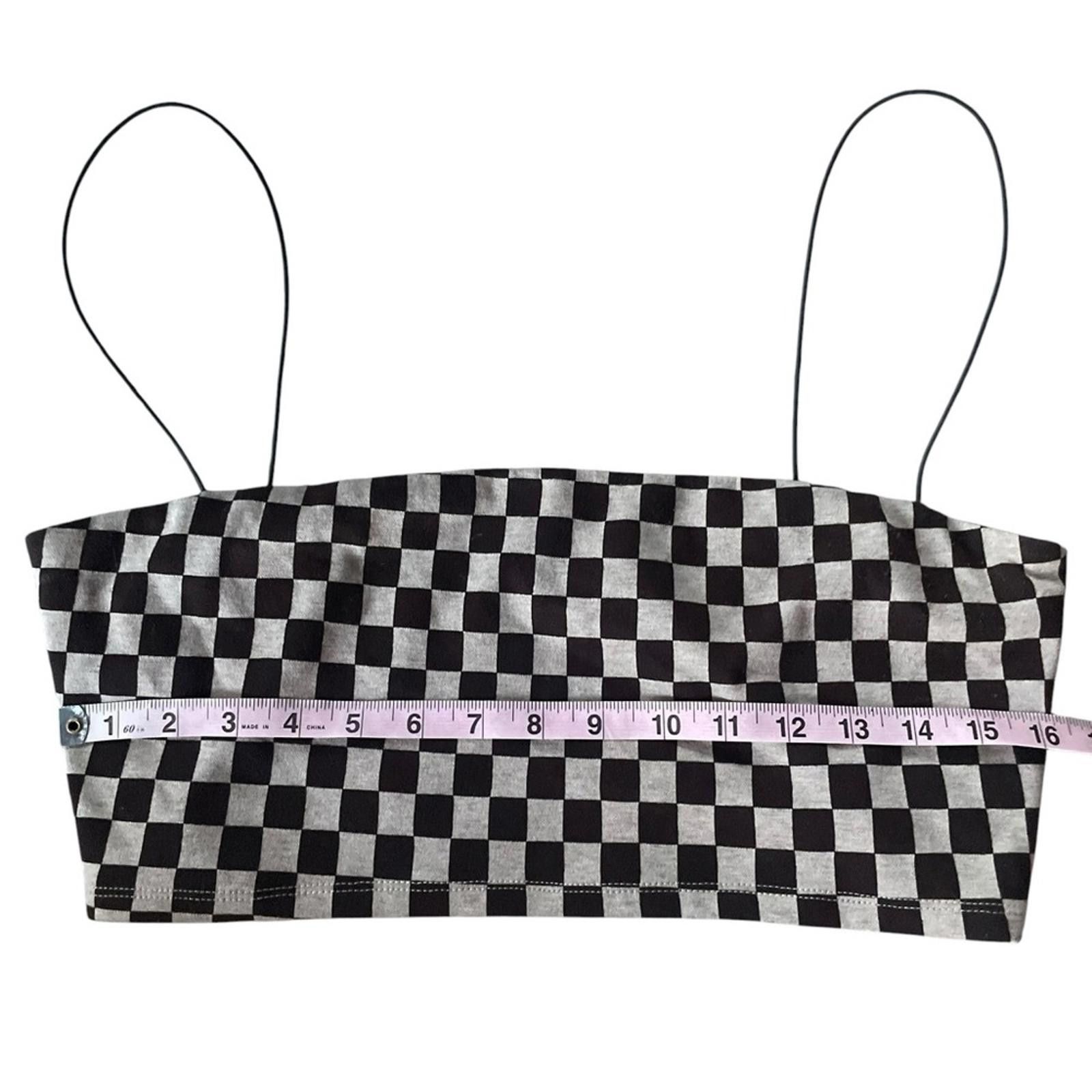 Other Reformation Brown and Cream Checkered Crop Top Athleisure Size XL / US 12-14 / IT 48-50 - 3 Thumbnail