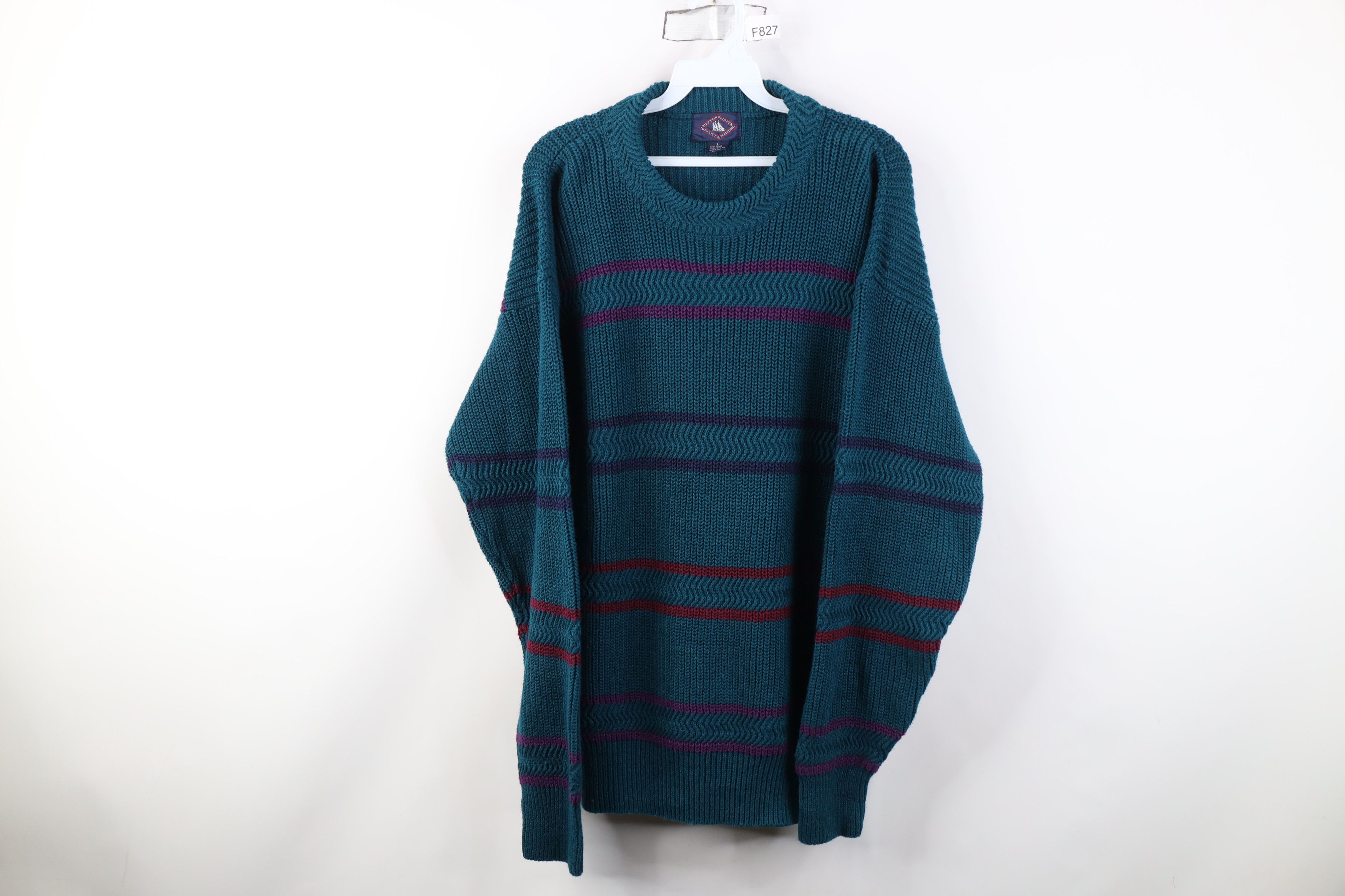 Vintage Vintage 90s Streetwear Chunky Ribbed Knit Crewneck Sweater Size US L / EU 52-54 / 3 - 1 Thumbnail