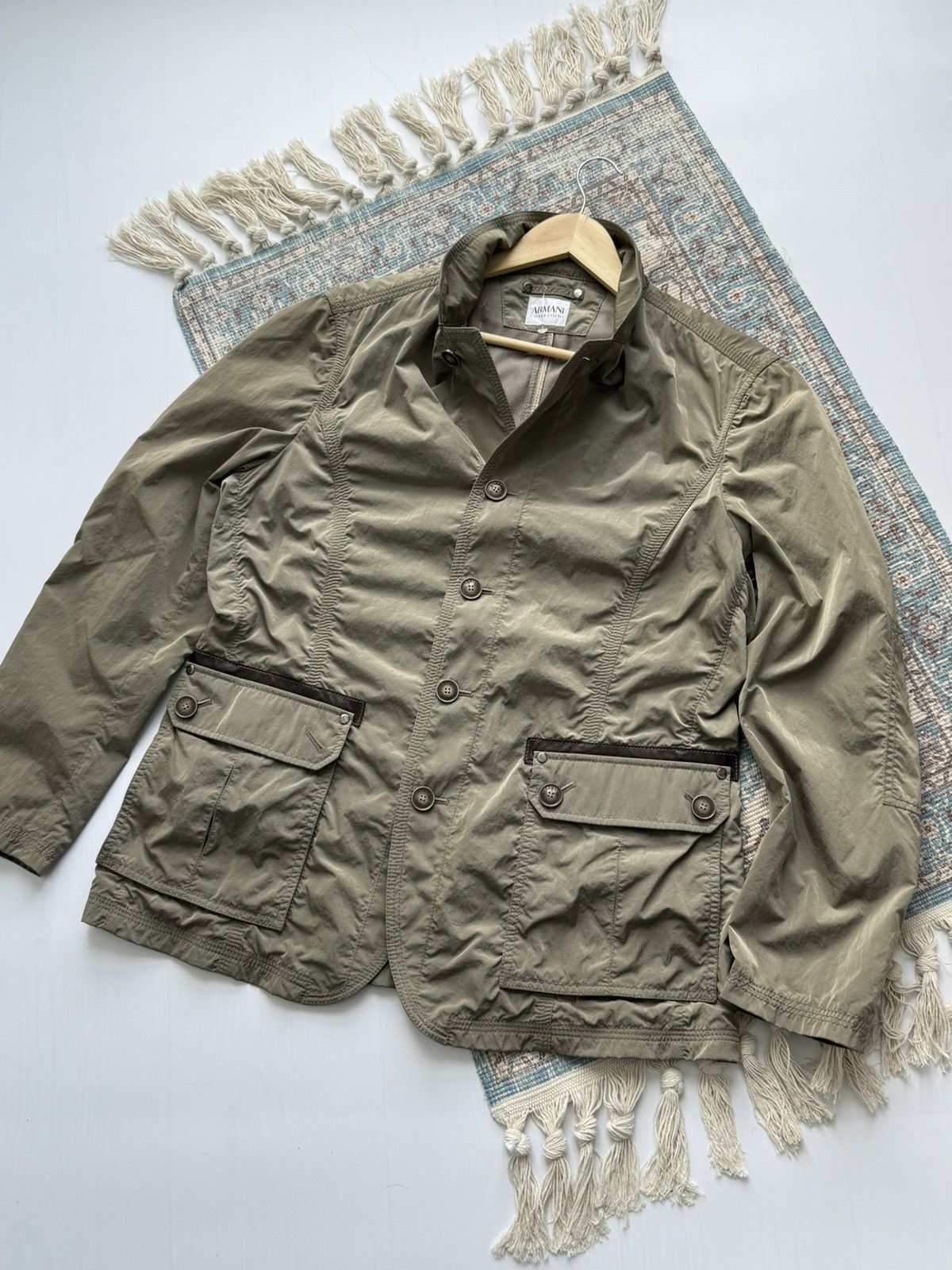 Giorgio Armani Vintage Giorgio Armani Collezioni Nylon Blazer Jacket Size US L / EU 52-54 / 3 - 1 Thumbnail