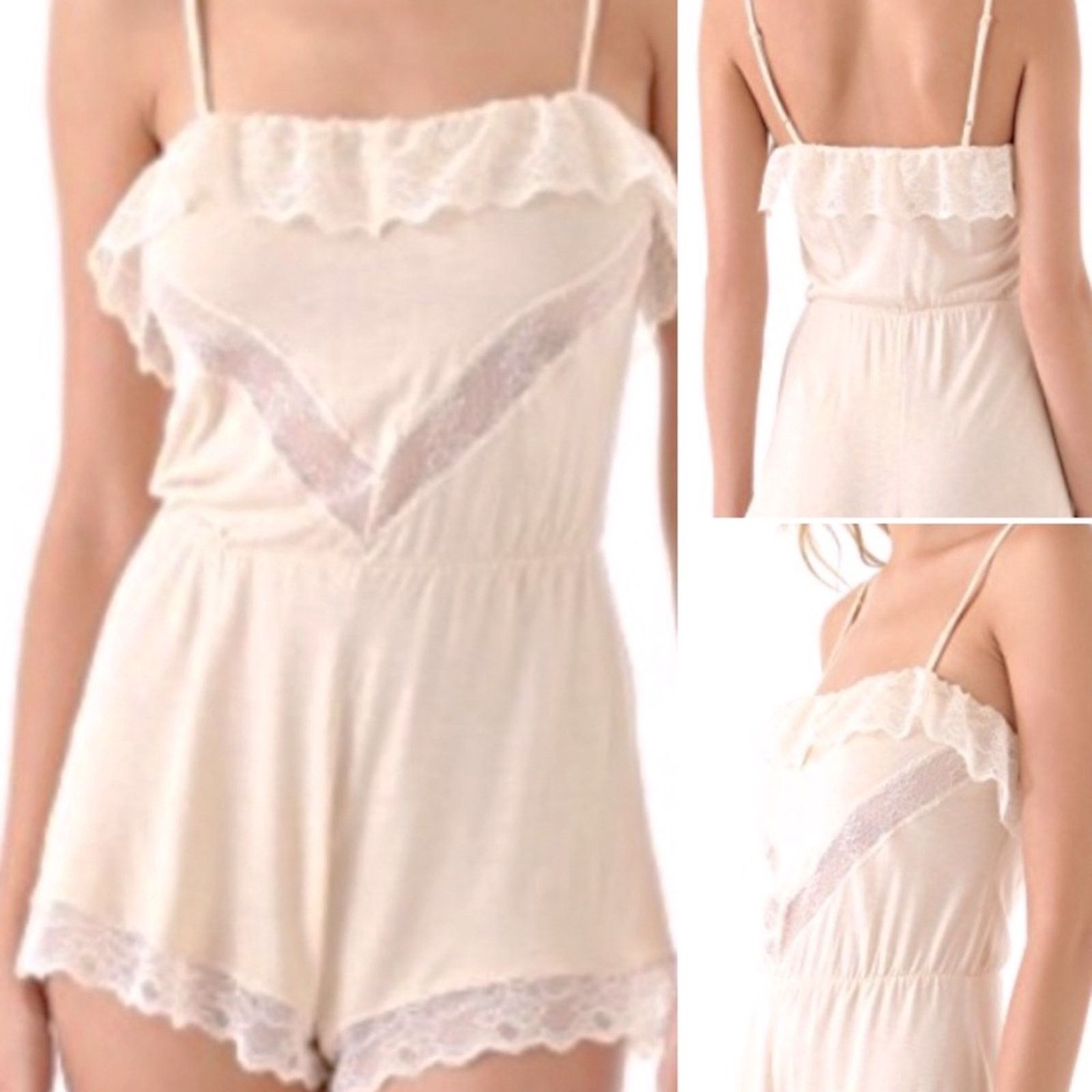 Eberjey X Tuckernuck $129 Pale Peach Romper Teddy Lingerie S in Orange, Women's (Size Small)