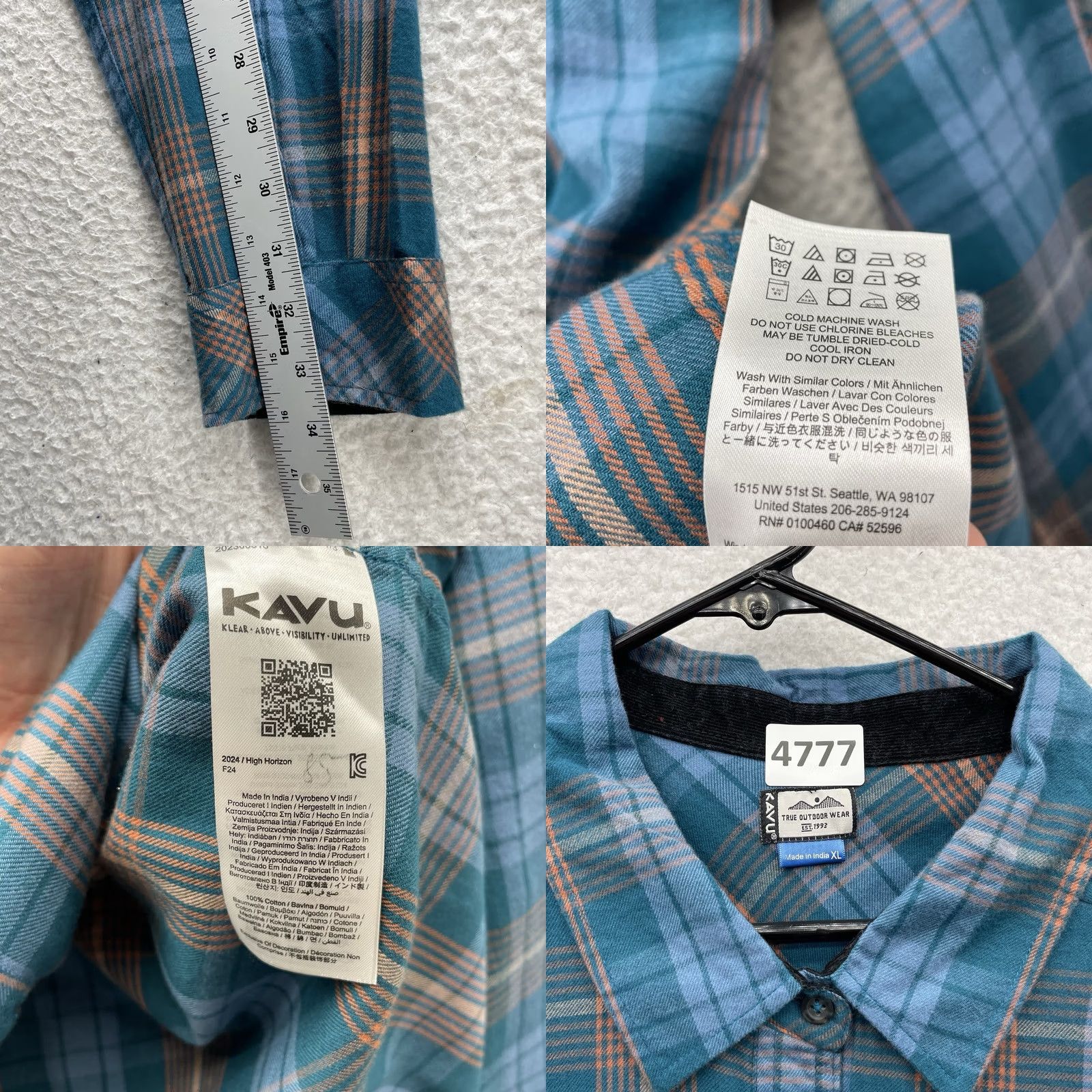 KAVU KAVU Flannel Shirt Womens XL Plaid Multicolor Button-Up Casual Long Sleeve Classic Outdoor Fall Spring Summer Winter Mens Womens Girls Boys Size XL / US 12-14 / IT 48-50 - 8 Thumbnail