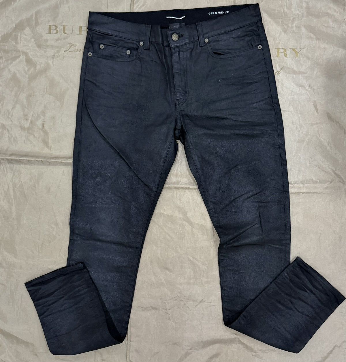 Saint Laurent Paris Saint Laurent Black Skinny Coated Denim Jeans size 33 Size US 33 - 1 Thumbnail