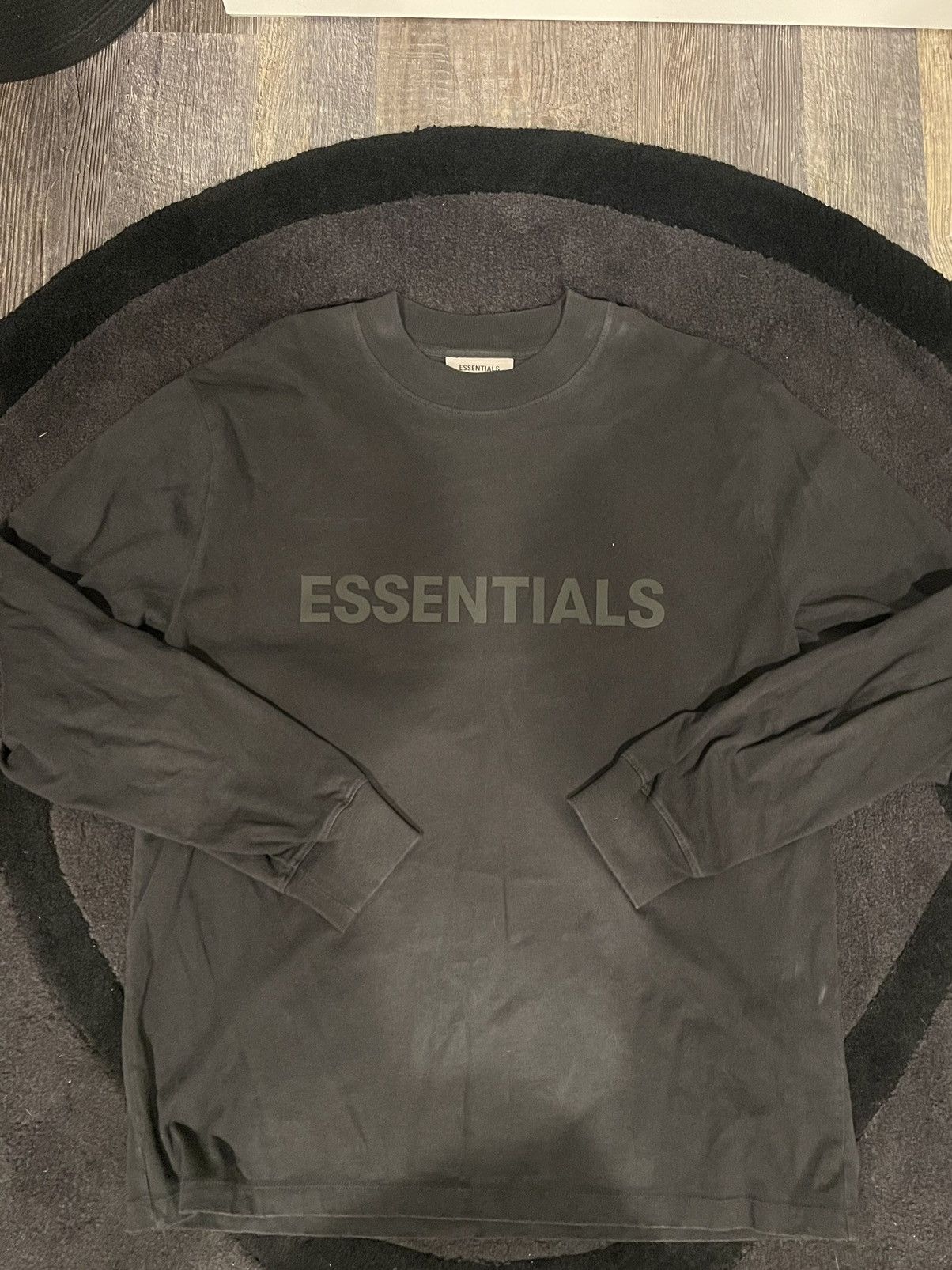 image of Fear Of God Essentials Long Sleeve T-Shirt in Black, Men's (Size Medium)
