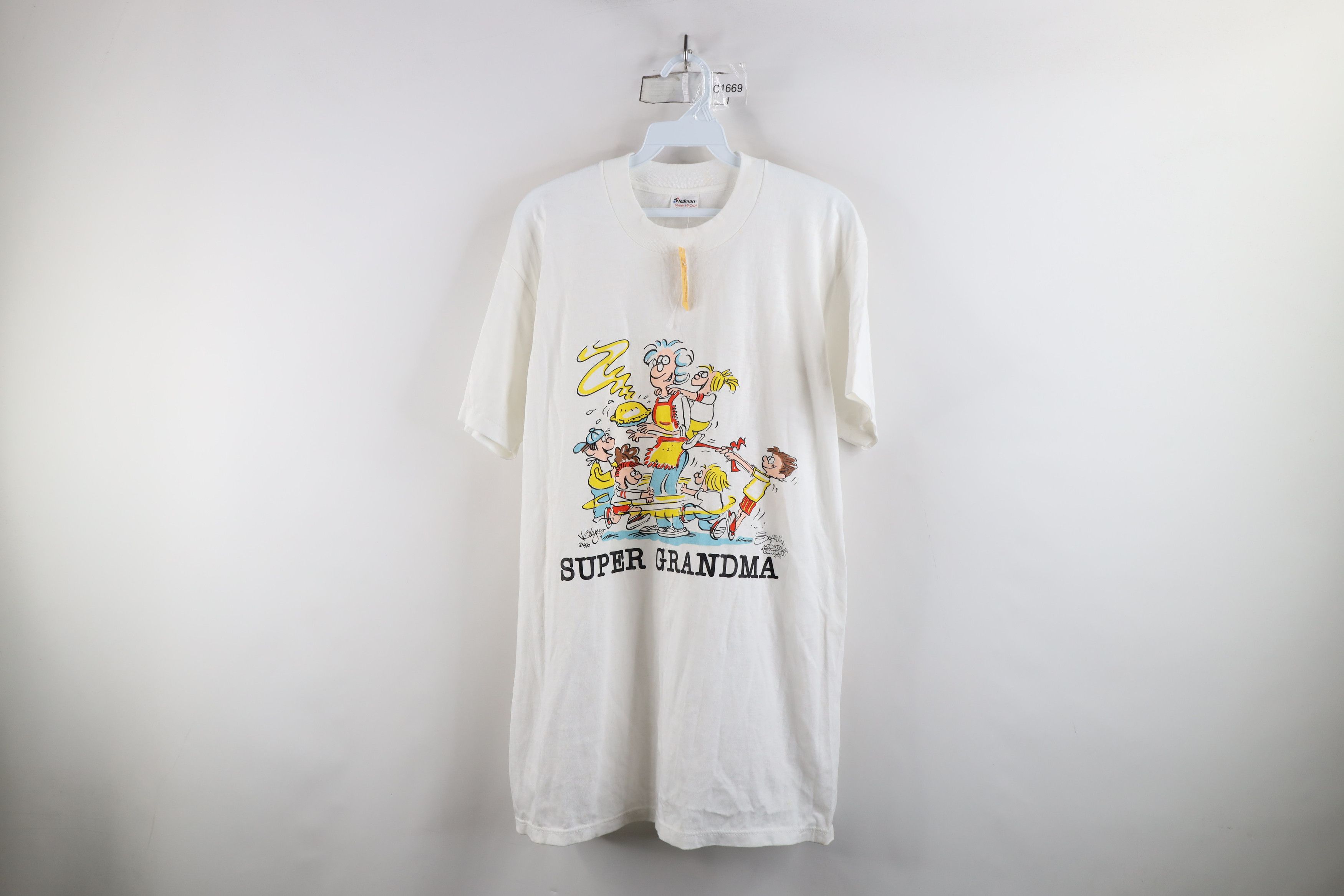 Vintage Deasdtock Vintage 90s Super Grandma Cartoon T-Shirt USA Size L / US 10 / IT 46 - 1 Thumbnail