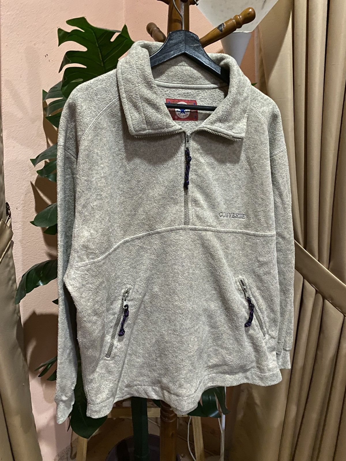 Converse Converse All Star Beige Fleece Pullover Half-Zip Jacket Size US M / EU 48-50 / 2 - 5 Thumbnail