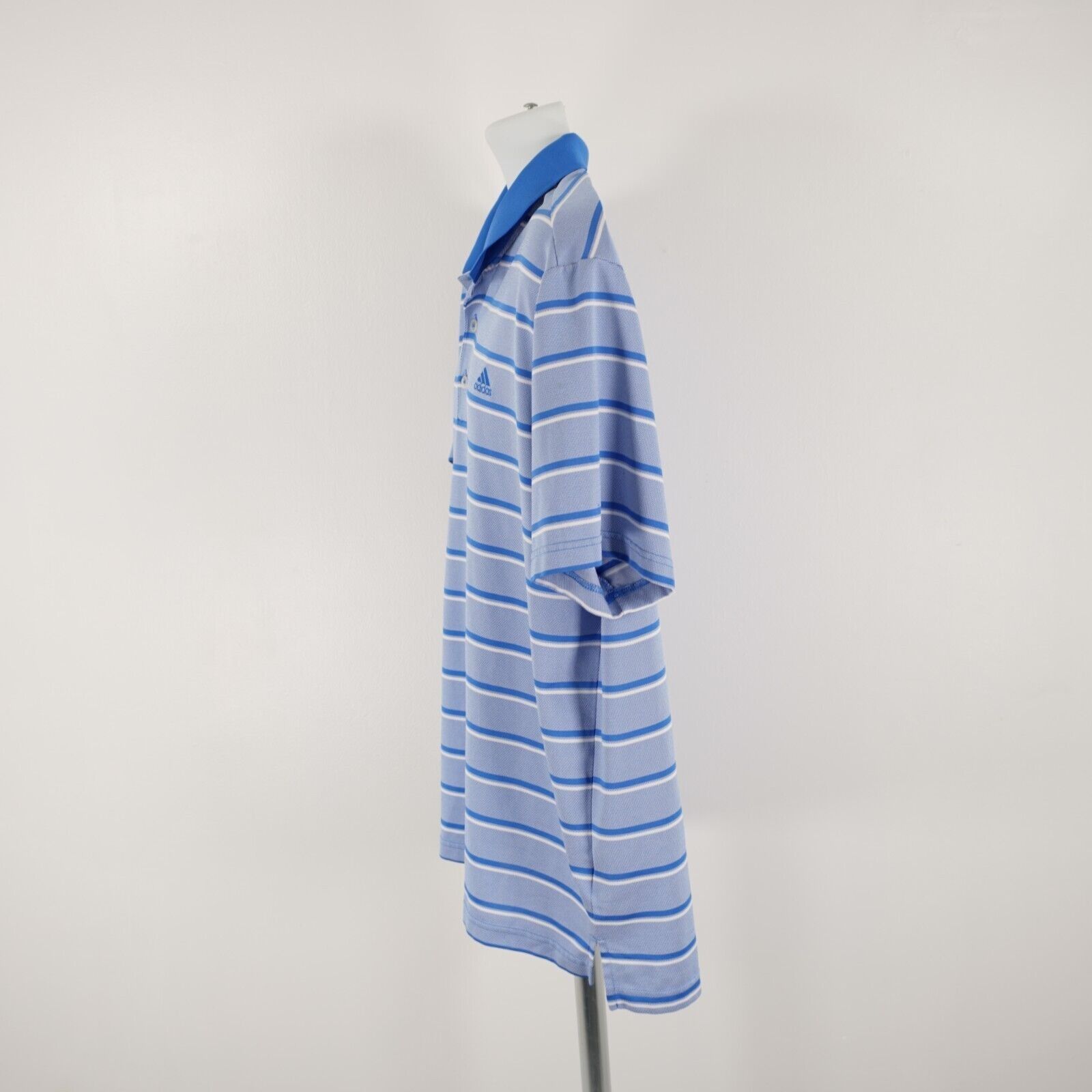 Adidas Adidas Blue Striped XL Collared Short Sleeve Polo Shirt Poly Size US XL / EU 56 / 4 - 6 Thumbnail
