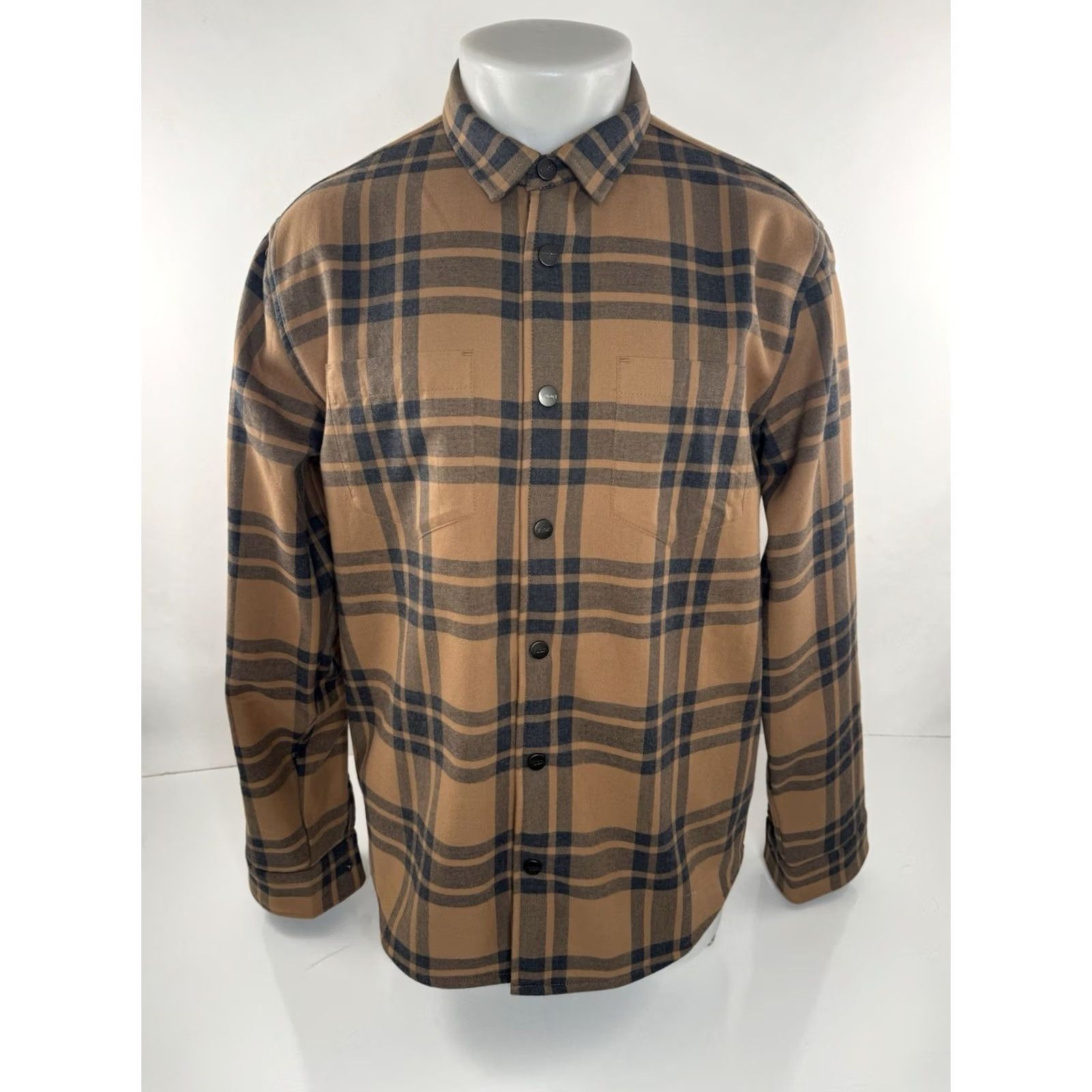 Vuori VUORI Shacket L Brown / Black Plaid 4 Pocket Fleece Lined Snap Shirt Jacket Mens Size US L / EU 52-54 / 3 - 2 Thumbnail