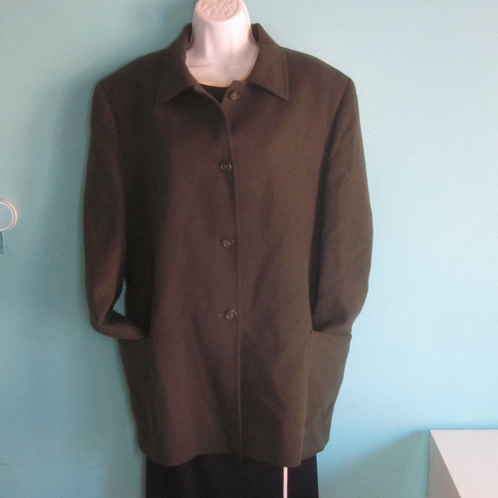 Nordstrom Nordstrom Olive Green Camelhair Coat - sfi Femme - Size 14 Size XL / US 12-14 / IT 48-50 - 1 Thumbnail