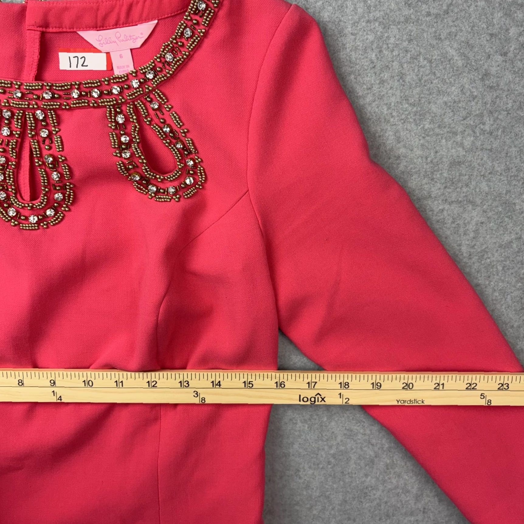 Lilly Pulitzer Lilly Pulitzer Dress Womens 6 Pink Beaded Neck Sheath 3/4 Sleeve Party Cocktail Size M / US 6-8 / IT 42-44 - 2 Thumbnail