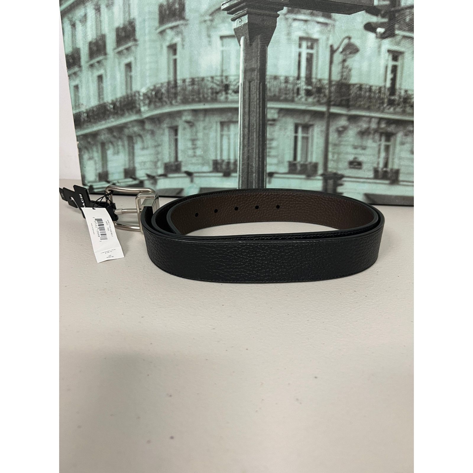 Coach Coach 64840 Double-Sided Pin Buckle Leather Belt Black Size 38 - 2 Thumbnail