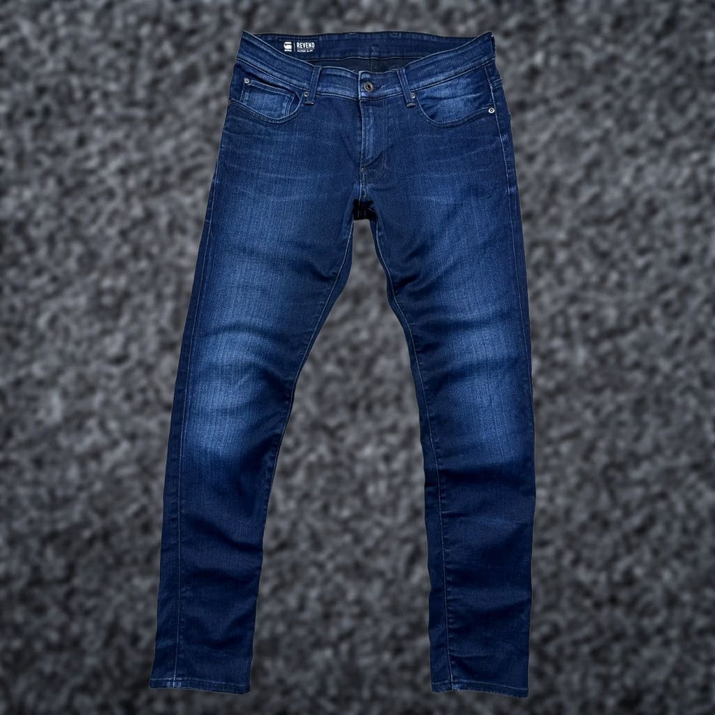 G-Star G Star Raw Mens Revend Super Slim Denim Jeans Size 33 Blue Slim Regular 33 in Inseam 78 cm 32 in Mens Jeans Size US 33 - 1 Thumbnail