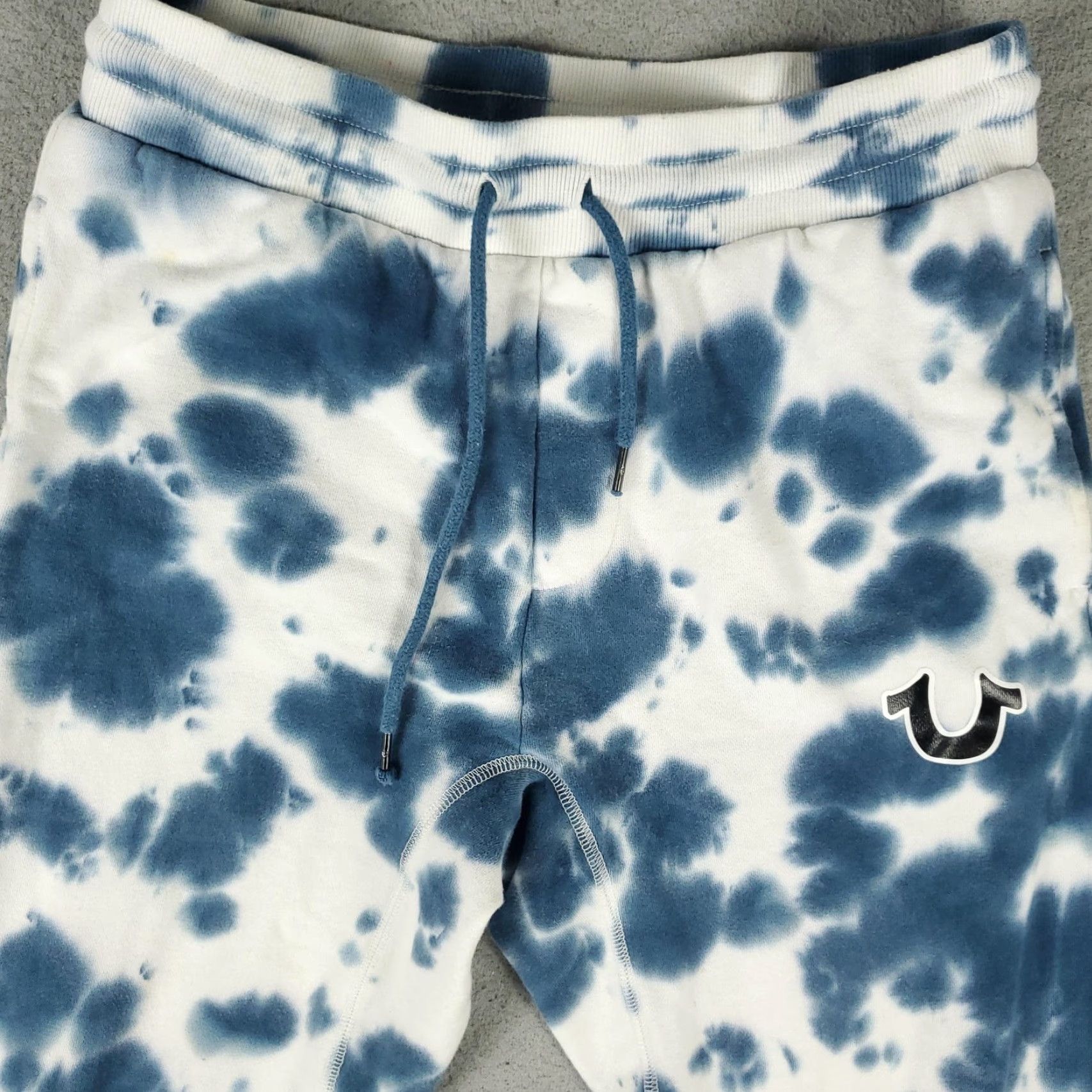 True Religion True Religion Sweatpants Mens Small Blue White Tie Dye Joggers Logo Drawstring Size US 29 - 2 Thumbnail