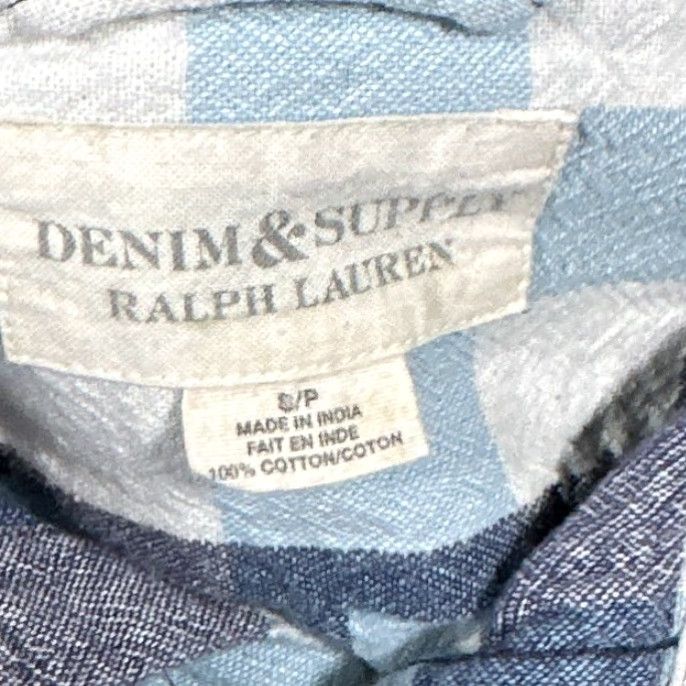 Vintage Denim & Supply Ralph Lauren Shirt Mens Small Blue Plaid Flannel Button-Up Regular Size US S / EU 44-46 / 1 - 3 Thumbnail