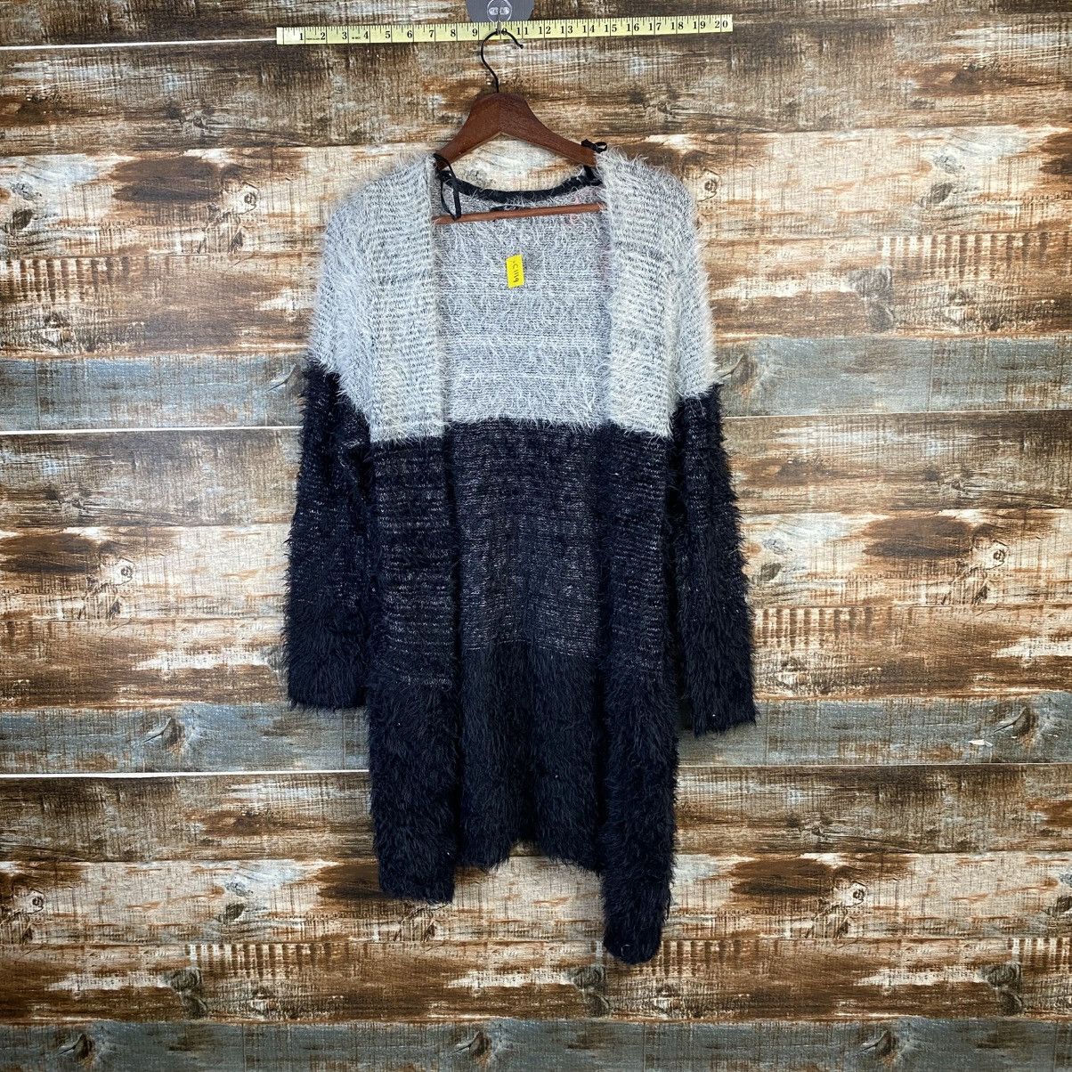 Japanese Brand DL Raf Baf Black Cardigan fur shaggy mohair Knitwear #C1114 Size M / US 6-8 / IT 42-44 - 1 Thumbnail