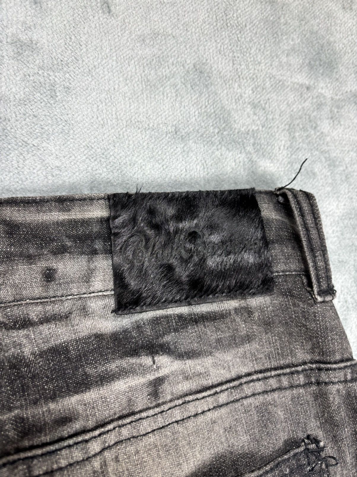 14th Addiction Black Boccaro Bondage Distressed Flared Jeans S0222 Size US 29 - 13 Thumbnail