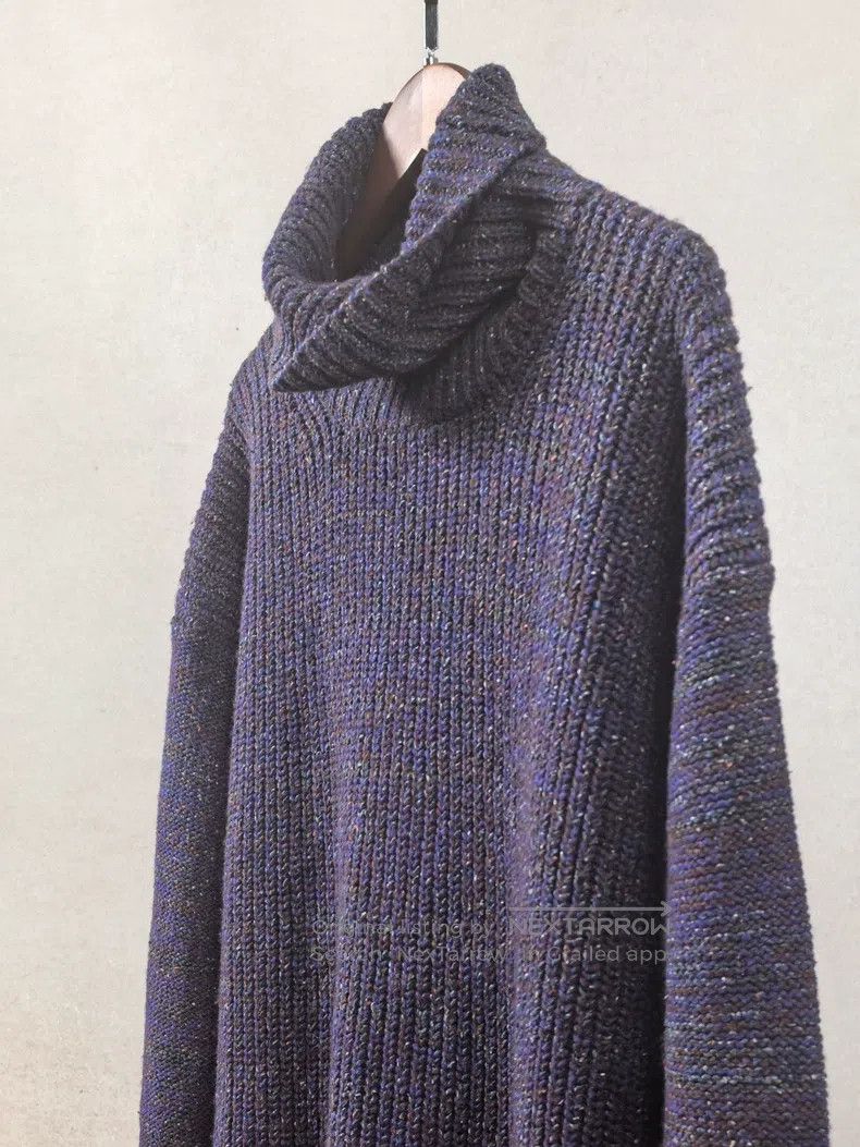 Issey Miyake Issey Miyake Dark Purple Mixed Silk Wool Turtleneck Sweate Size XL / US 12-14 / IT 48-50 - 2 Thumbnail