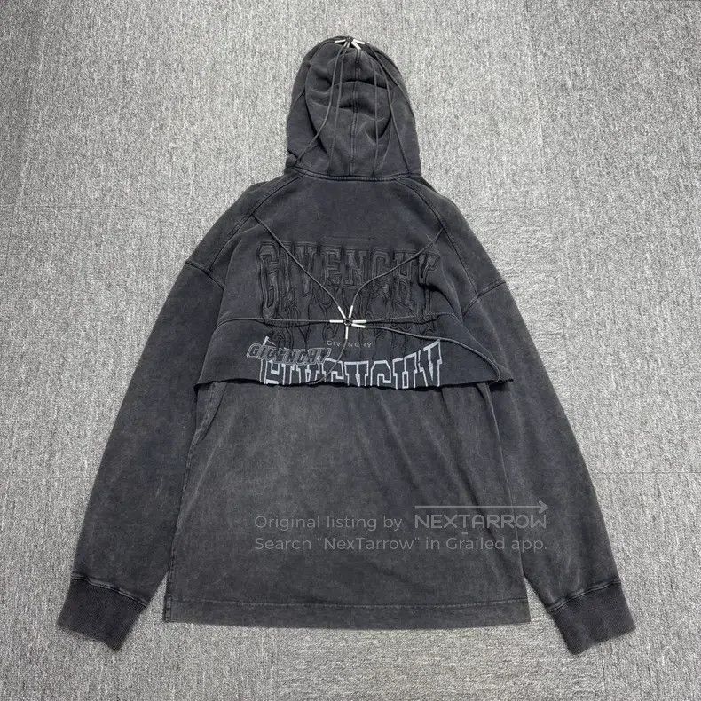 Givenchy Givenchy Runway Washed Distressed Double Layer Hoodie Size US M / EU 48-50 / 2 - 5 Thumbnail