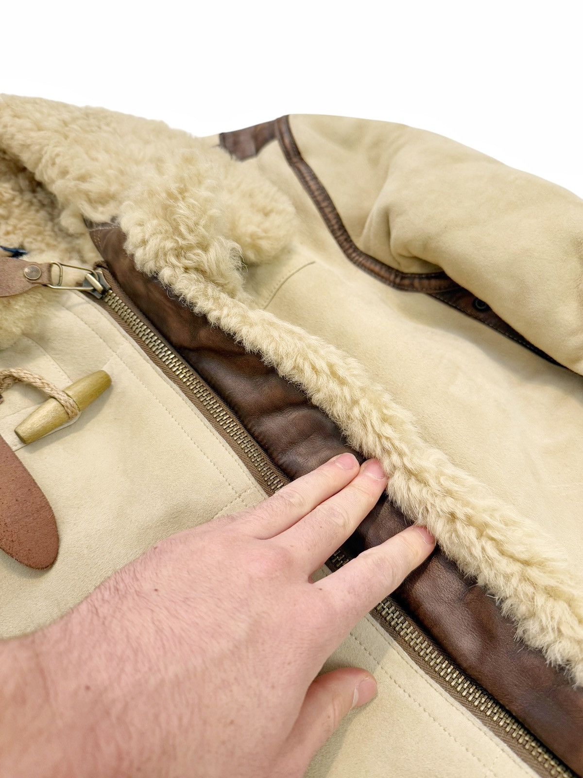 Polo Ralph Lauren Sample Shearling Leather Duffle Flight Coat Size US M / EU 48-50 / 2 - 11 Thumbnail