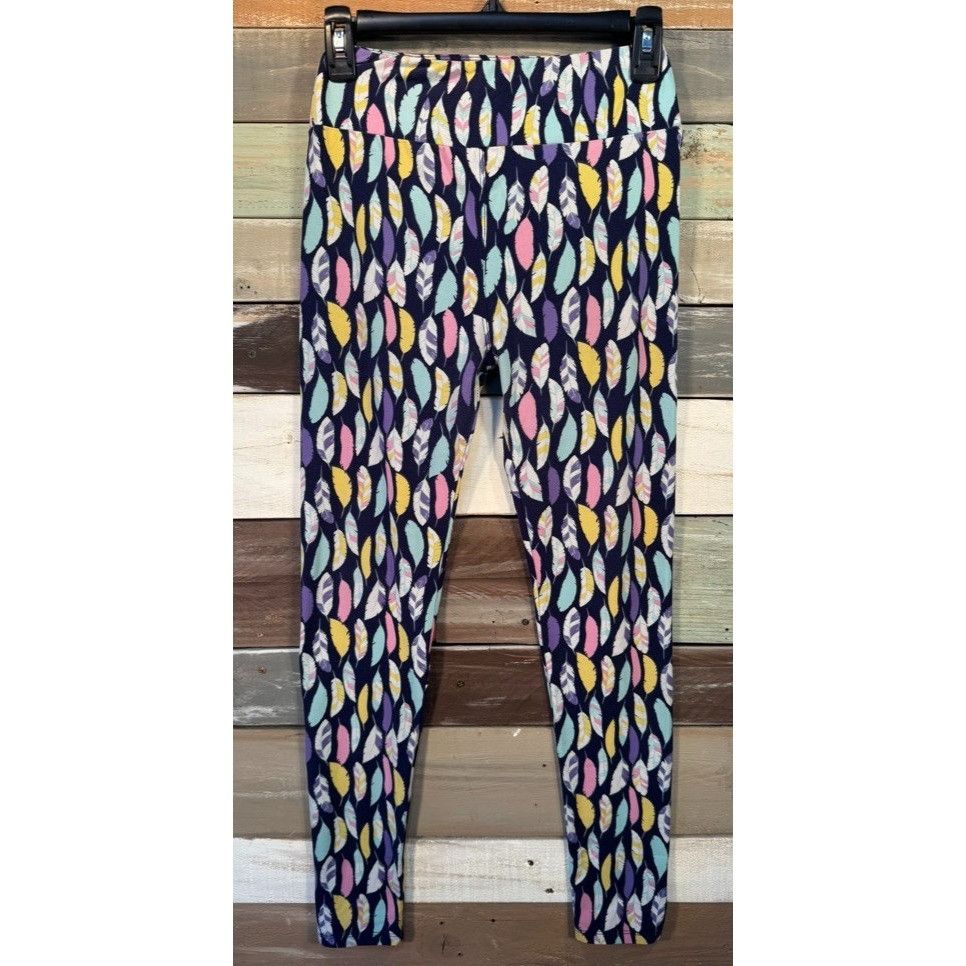 Other LuLaRoe Leggings OS One Size BIRD FEATHERS Purple Blue Pink Size 29" - 1 Thumbnail