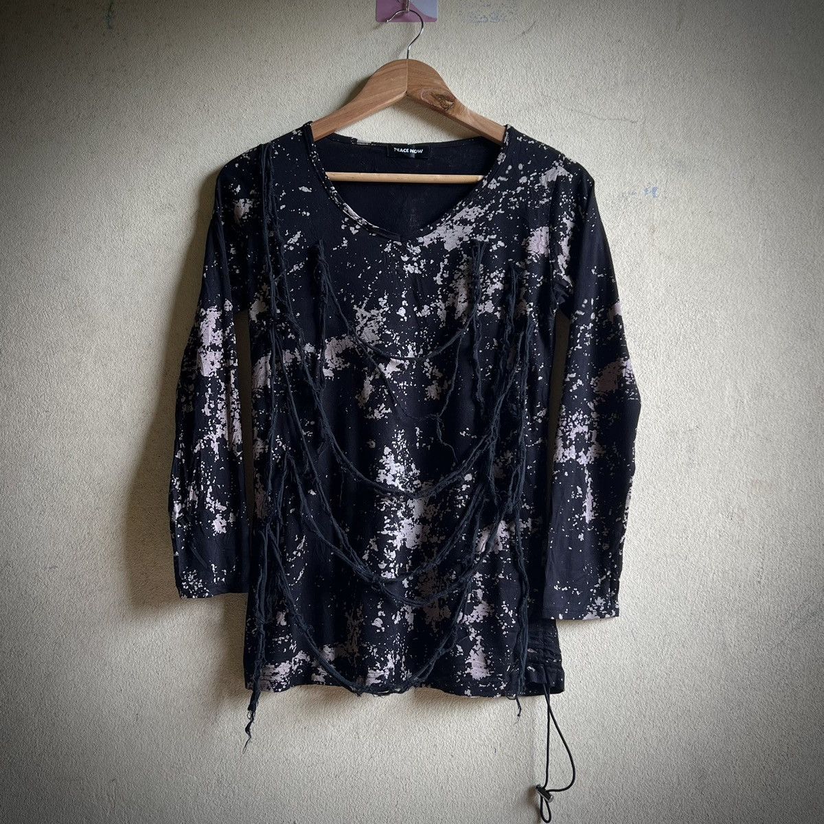 Japanese Brand Peace Now Japan Visual Kei Rope Detail Bleach Long Sleeve Size US M / EU 48-50 / 2 - 1 Thumbnail