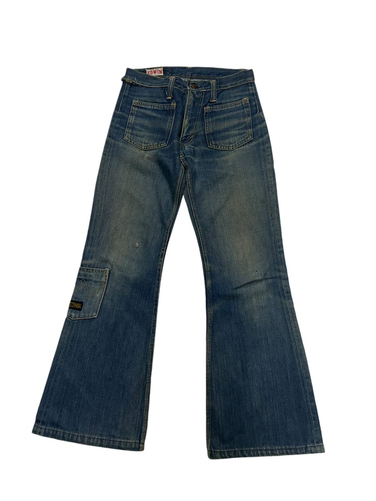 Japanese Brand × Kapital × Vintage Flare Edwin Vintage Made Usa distressed Denim Rare Design ☠️☠️ Size US 27 - 2 Thumbnail
