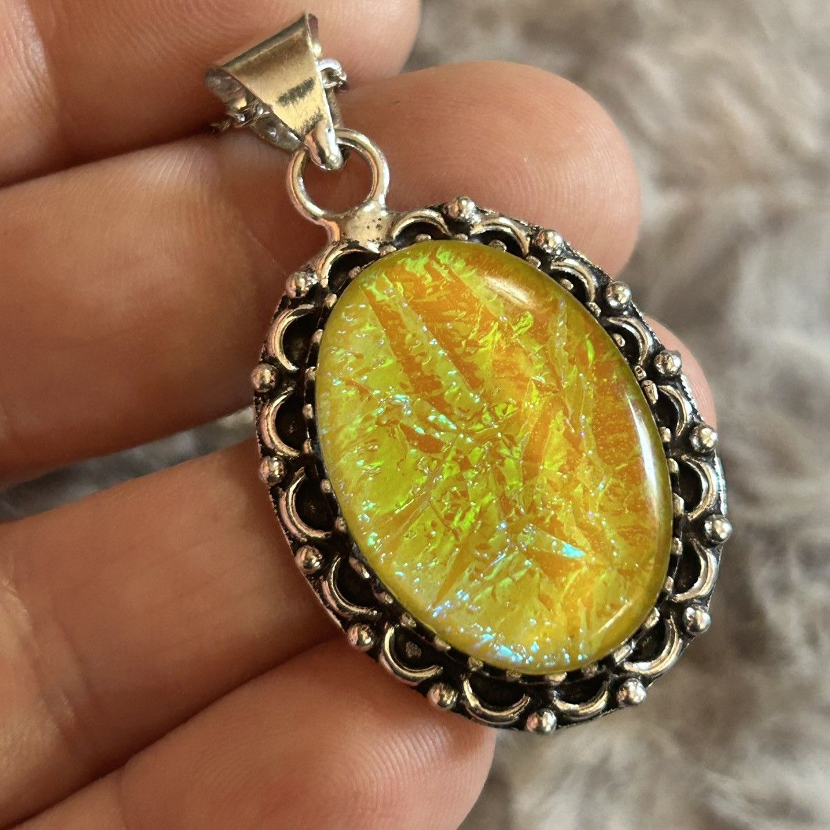 Handmade Handcrafted simulated opal dogtooth 925 sterling necklace Size ONE SIZE - 5 Thumbnail