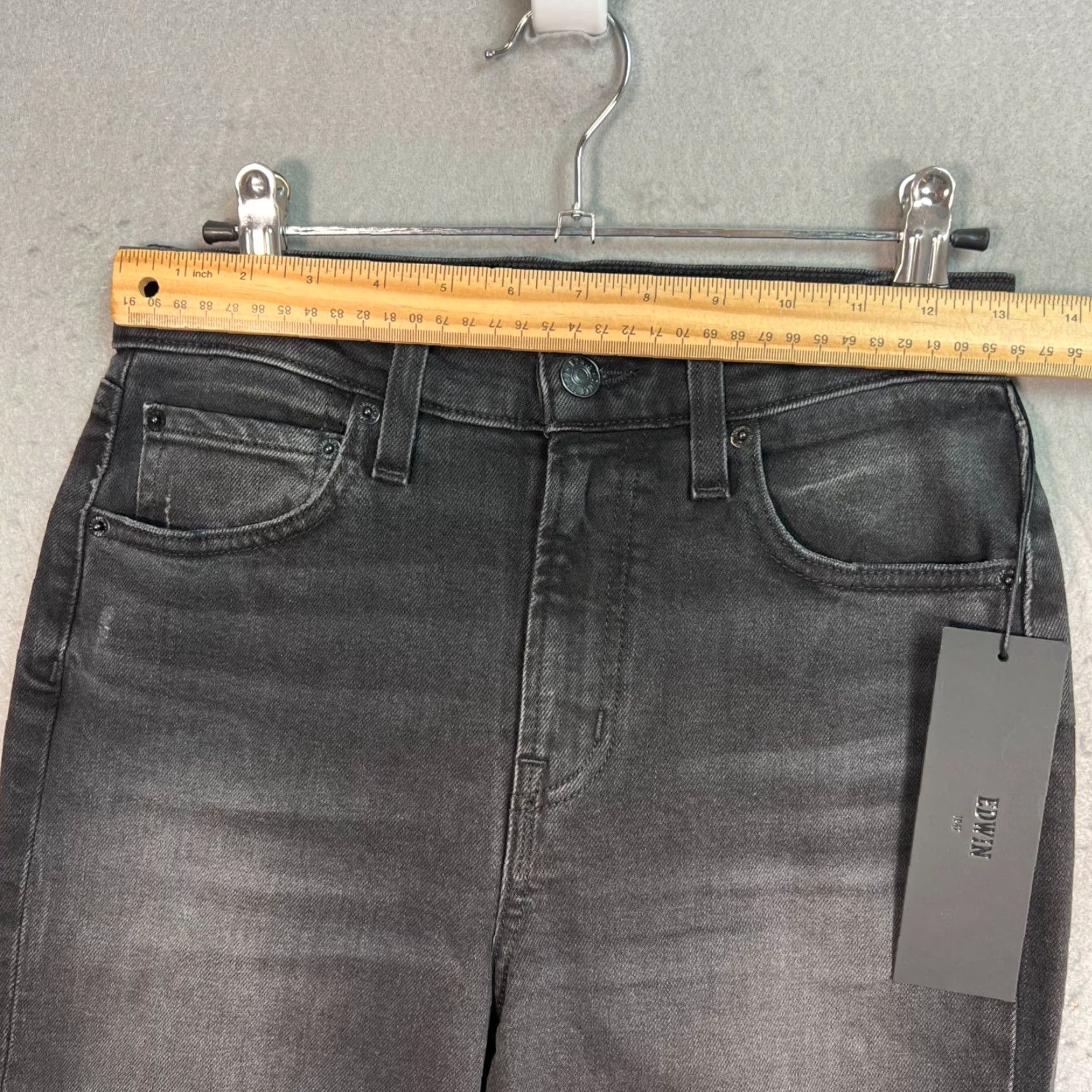 Edwin Edwin Womens 25 Black High-Waisted Straight-Leg Jeans Denim Size 42" / US 20 - 7 Thumbnail