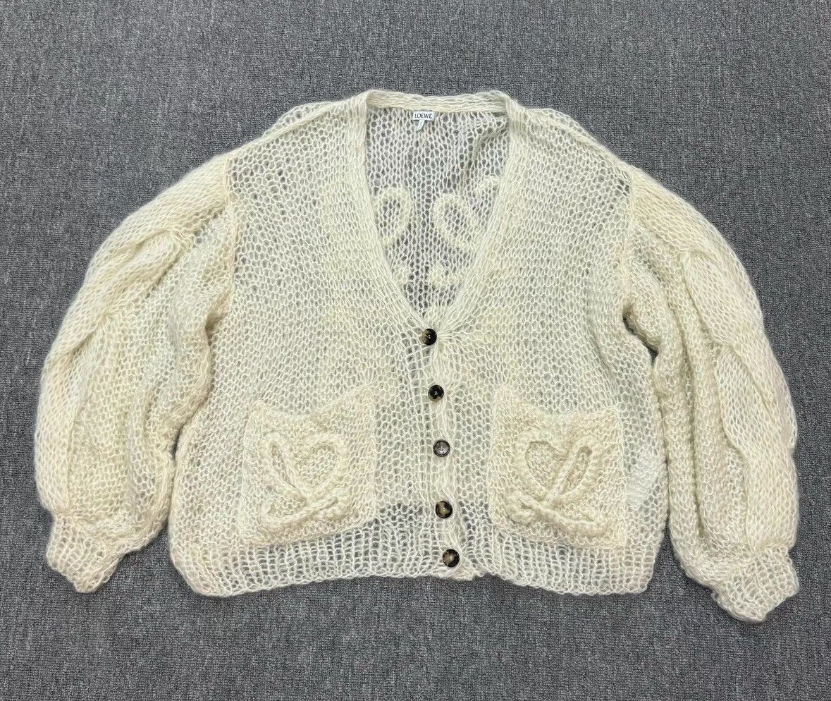 Loewe Loewe White knit cardigan, big logo design Size XS / US 0-2 / IT 36-38 - 1 Thumbnail