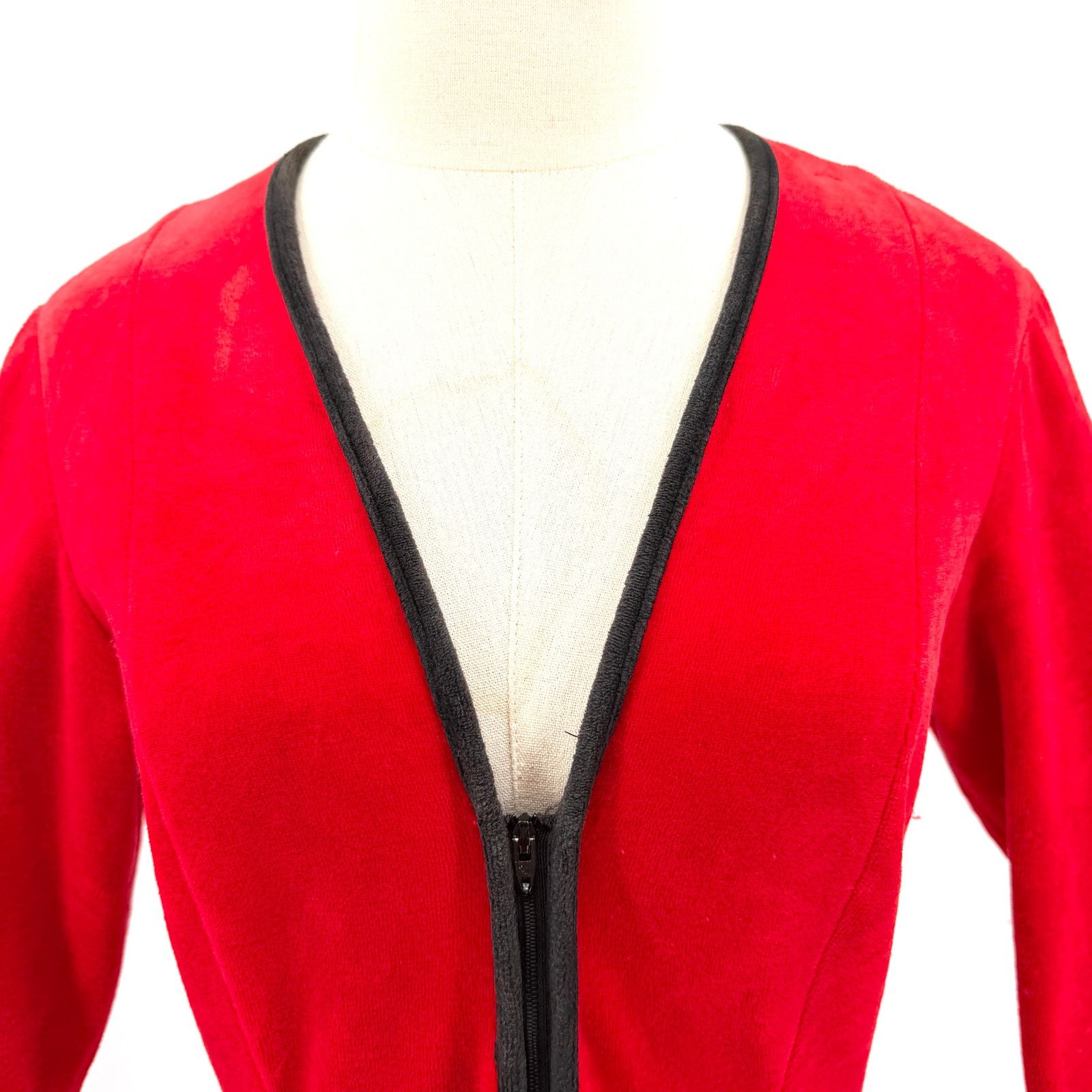 Geoffrey Beene Vintage 70s Red Velour Zip Front House Coat Size ONE SIZE - 2 Thumbnail
