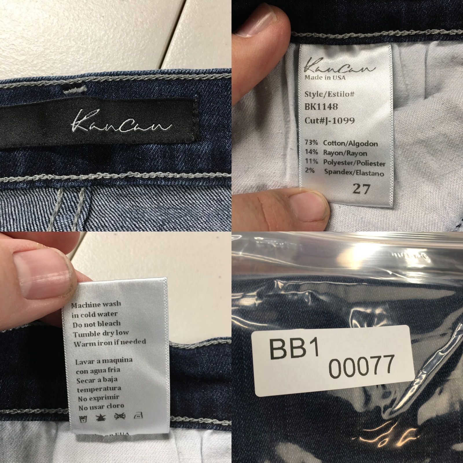 Vintage KanCan Jeans Womens 27 Blue Zip Fly Skinny Leg Slim Fit Denim 5-Pocket Stretch Jeans Slim Womens Blue 27 KanCan Size 27" / US 4 / IT 40 - 10 Thumbnail