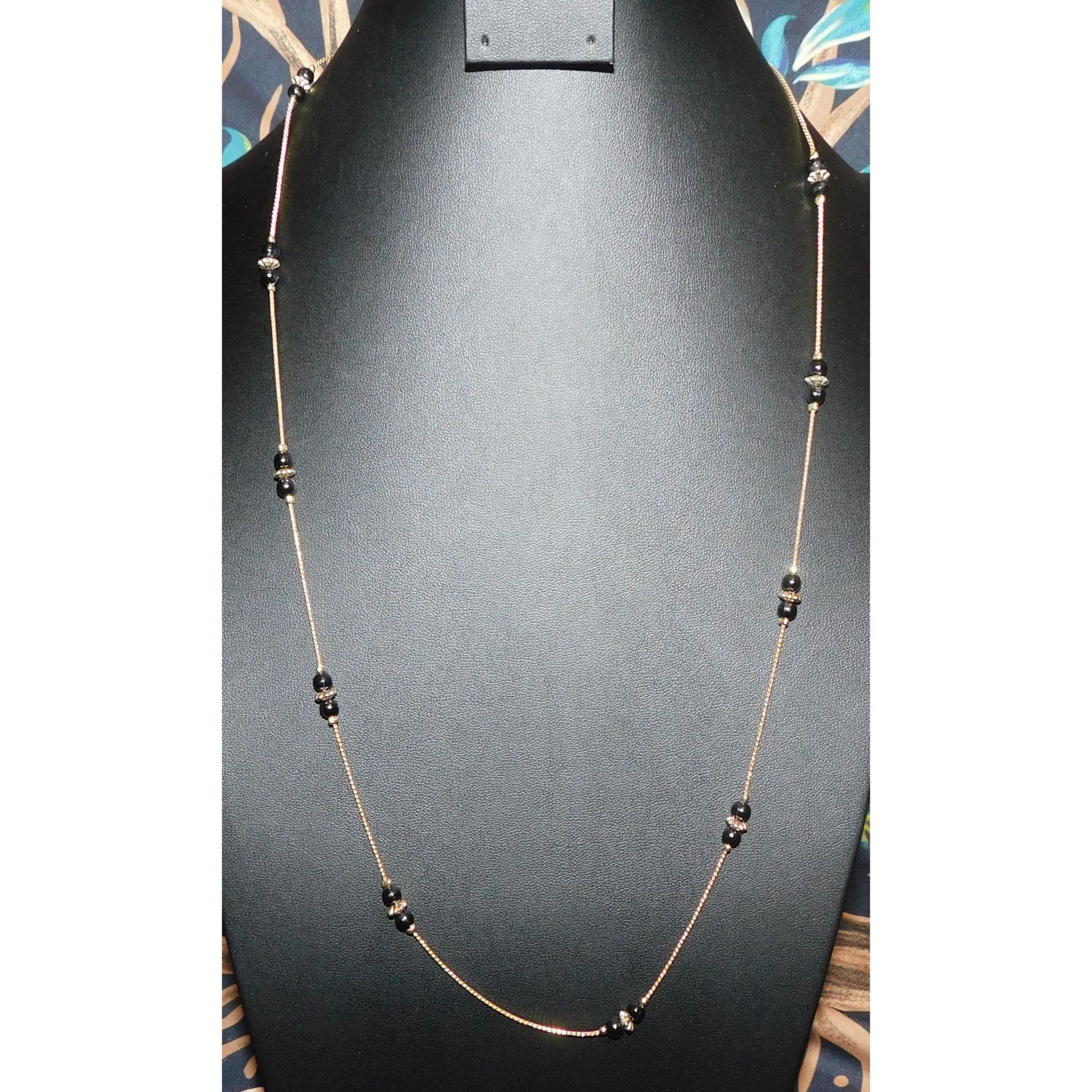 Other Vintage Simple Elegant Black And Gold Tone Station Necklace Size ONE SIZE - 1 Thumbnail