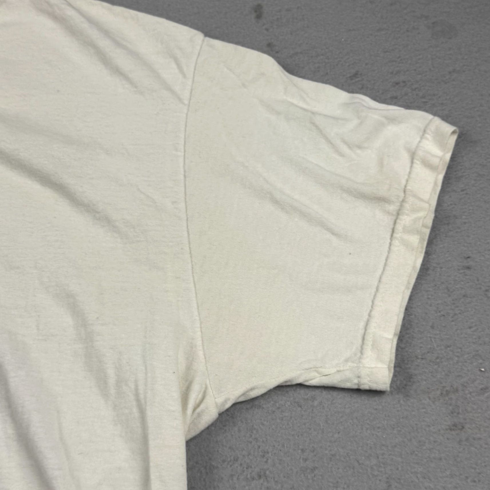 Fruit Of The Loom Fruit of the Loom Shirt Mens Large Ivory Graphic Tee Americancer Back Graffiti 90s Style Crew Neck Short Sleeve Size US L / EU 52-54 / 3 - 4 Thumbnail