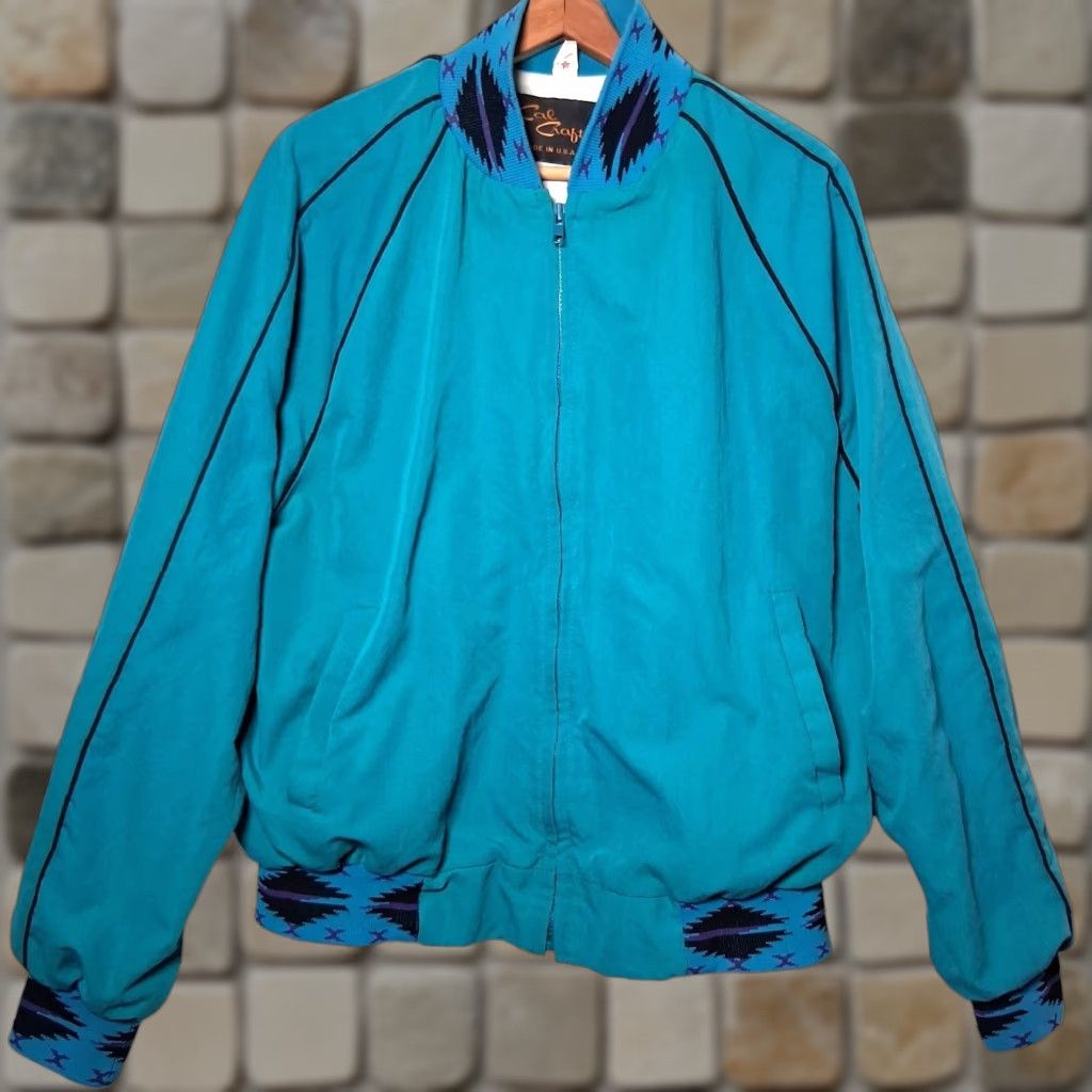 Vintage VINTAGE Cal Craft Bomber Jacket Men XL Blue Southwestern Western Rodeo Aztec Size US XL / EU 56 / 4 - 1 Thumbnail