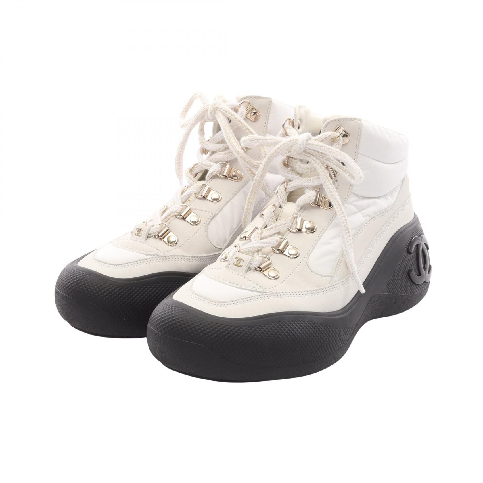 Chanel Chanel Chanel Coco Mark Leather Nylon Sneakers Leather Shoes DUTY FREE for USA Size ONE SIZE - 1 Thumbnail